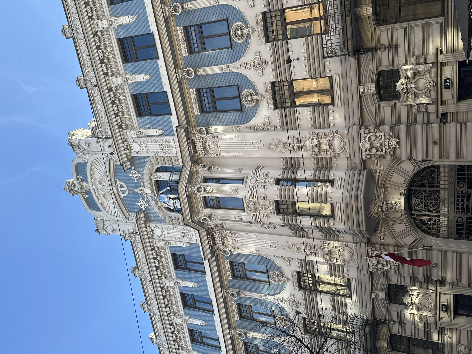Art Nouveau building facade documented in Riga, Latvia