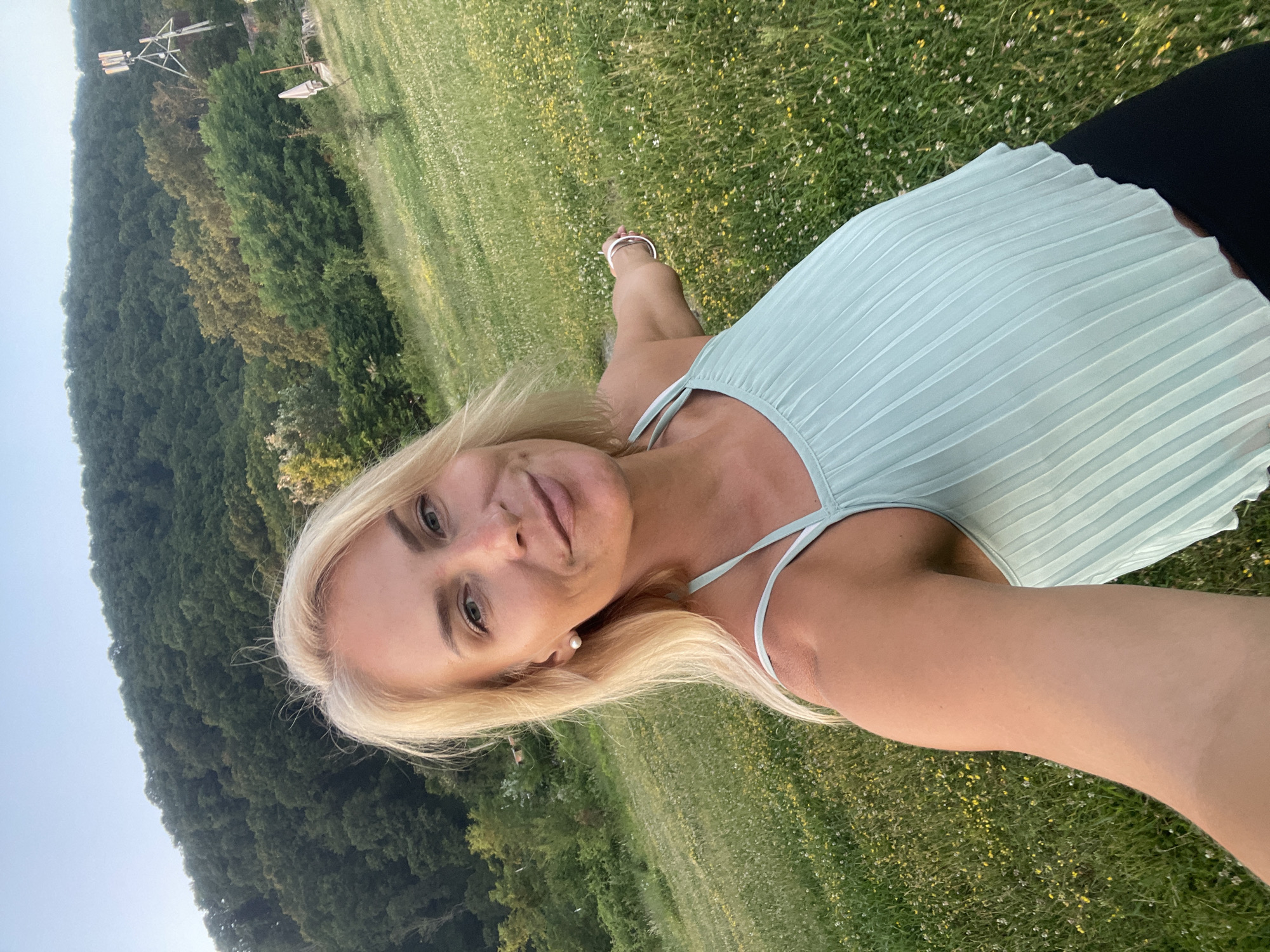 Sunset evening in Baranovka's green hills