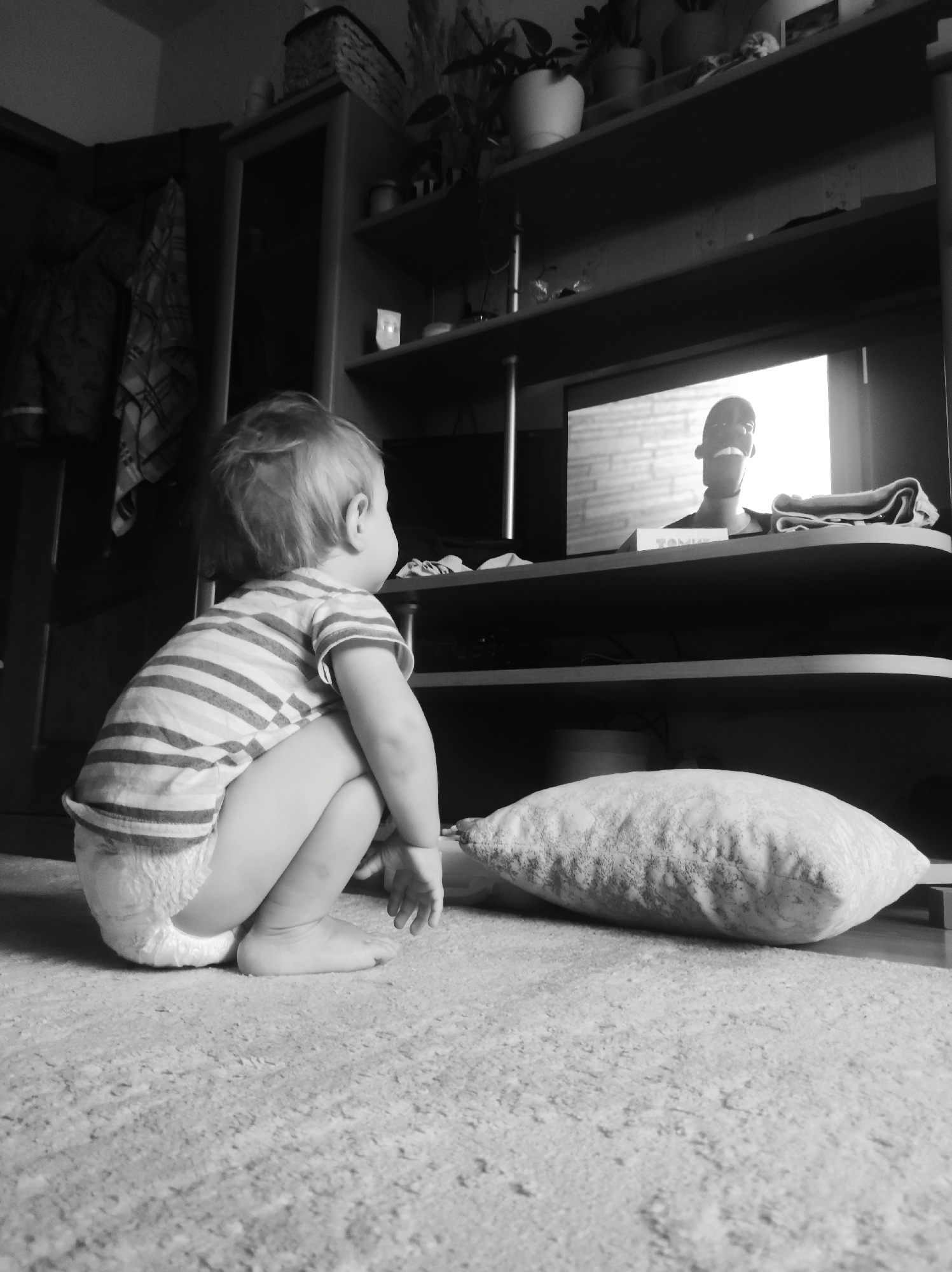 Family moments captured in Chaikovsky home: toddler, woman, poodle