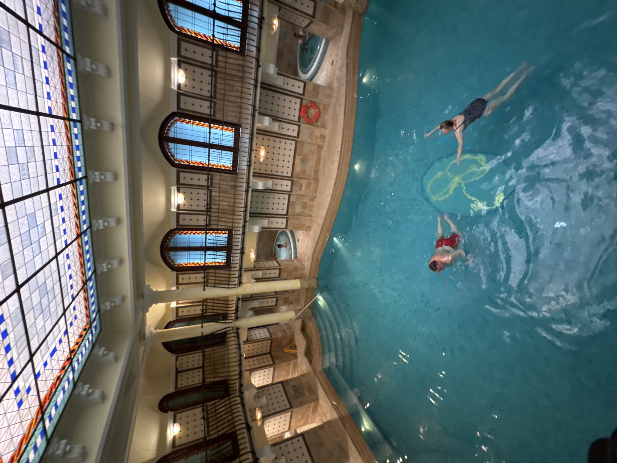 Swimmers enjoy historic Budapest thermal bath facility