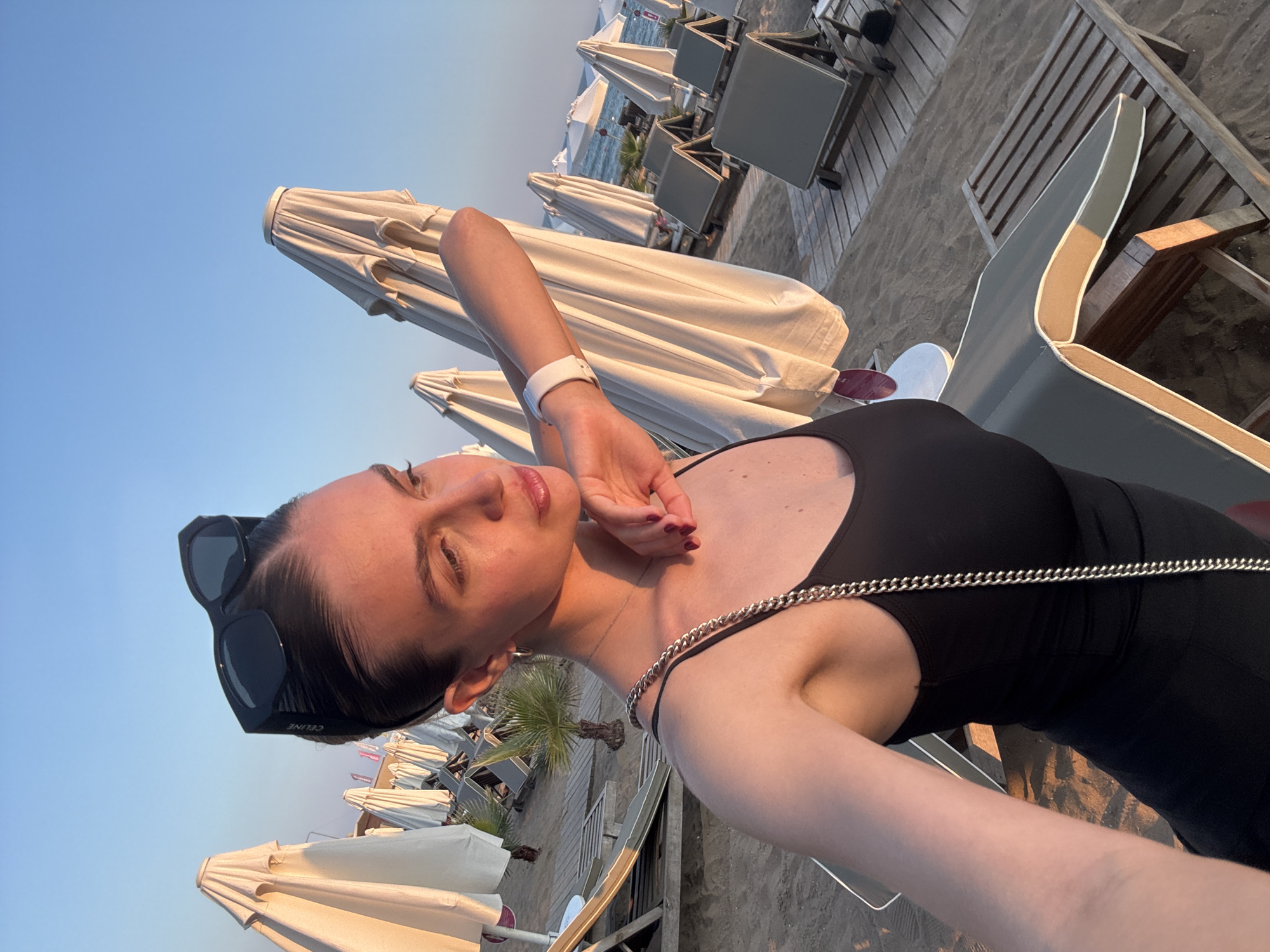 Sunset selfies at Manavgat beach resort boardwalk