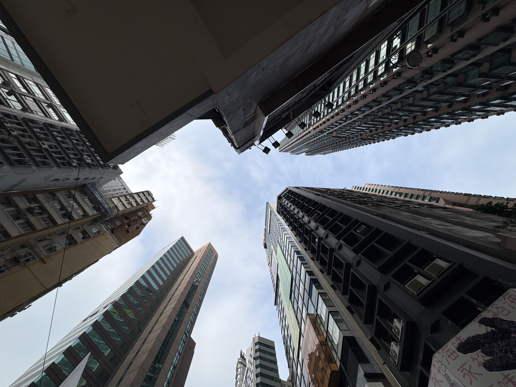 Morning street scenes documented in central Hong Kong neighborhood
