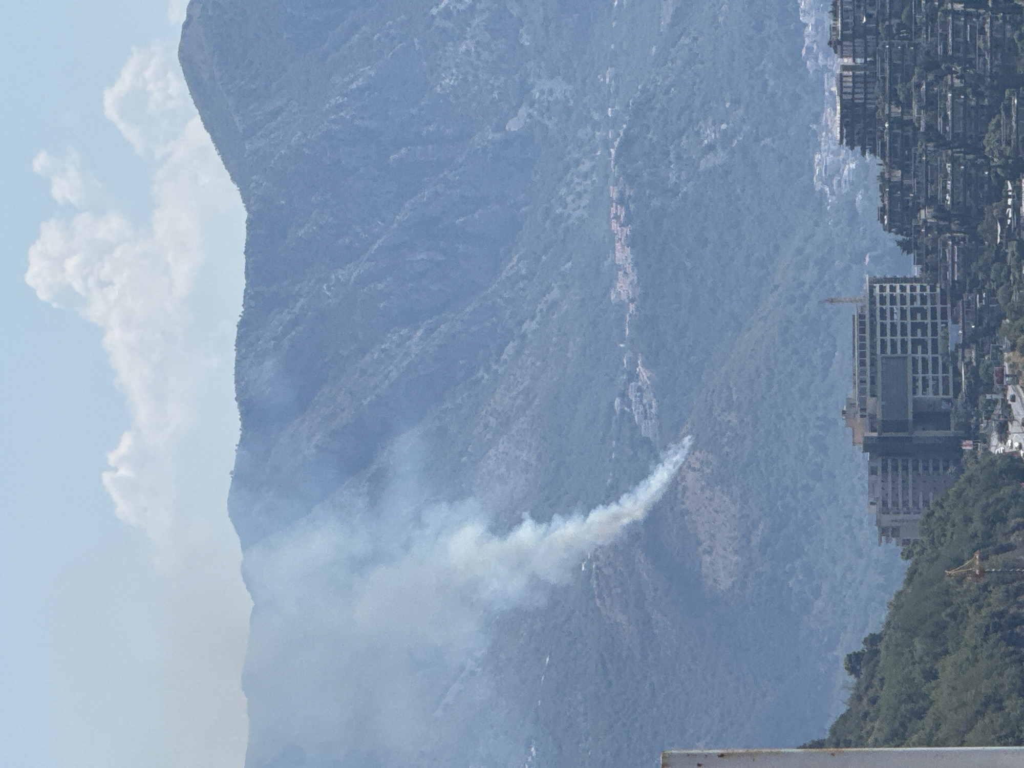 Fire burns on hillside above Budva, Montenegro
