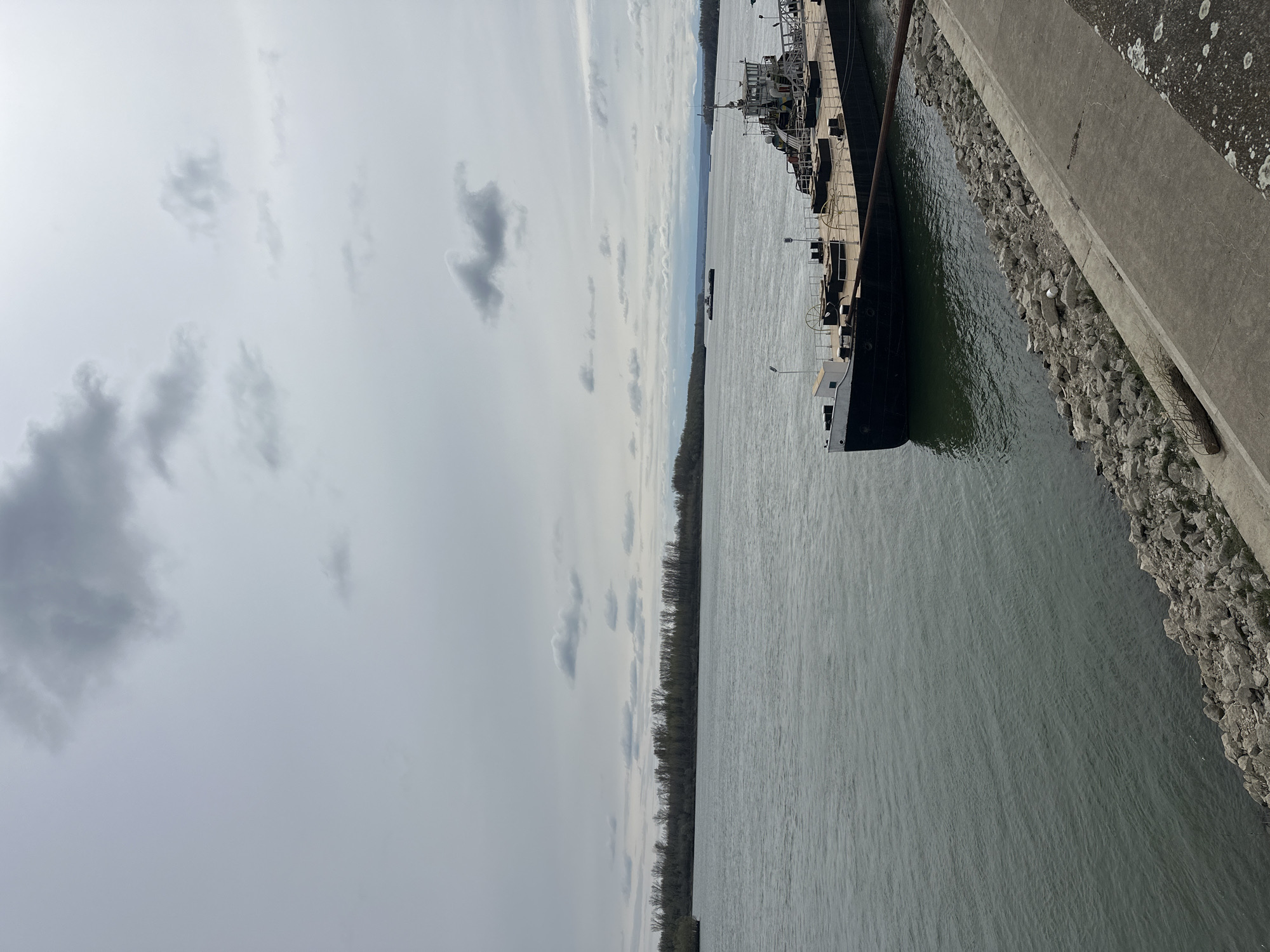 Cargo ship docked along Danube River in Vidin