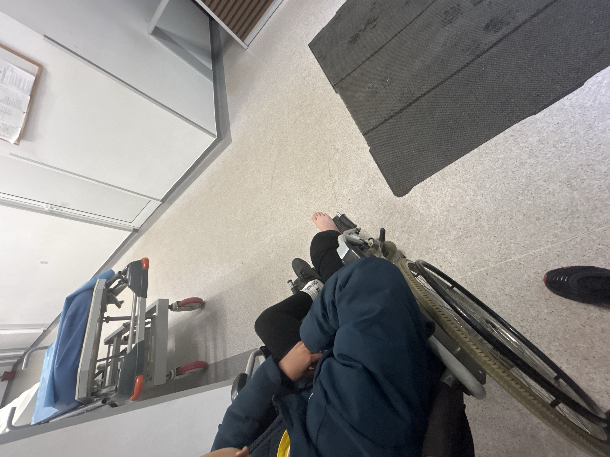 Person in wheelchair photographed indoors in Bulgaria