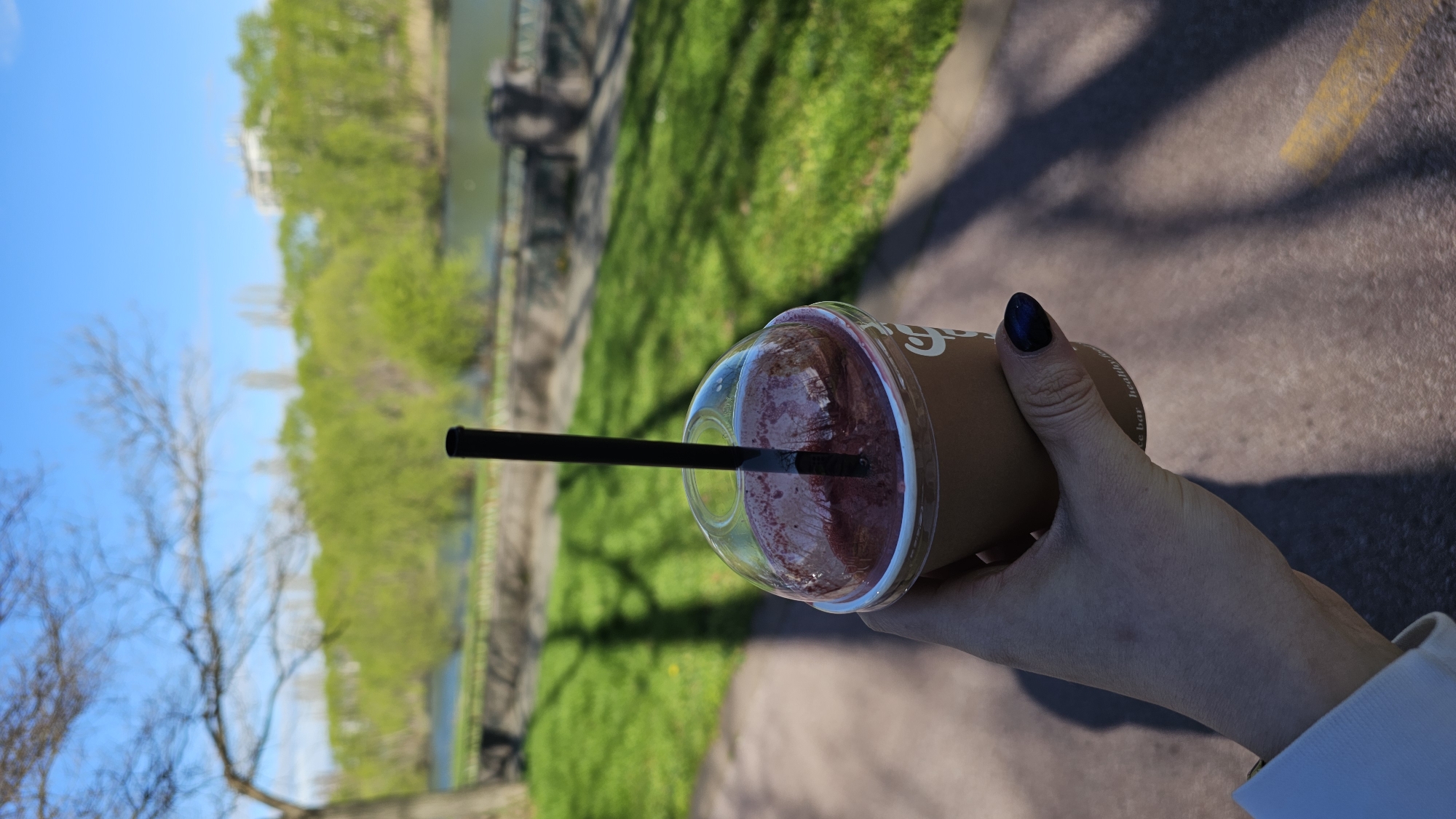 Morning smoothie enjoyed along Maritsa River in Plovdiv