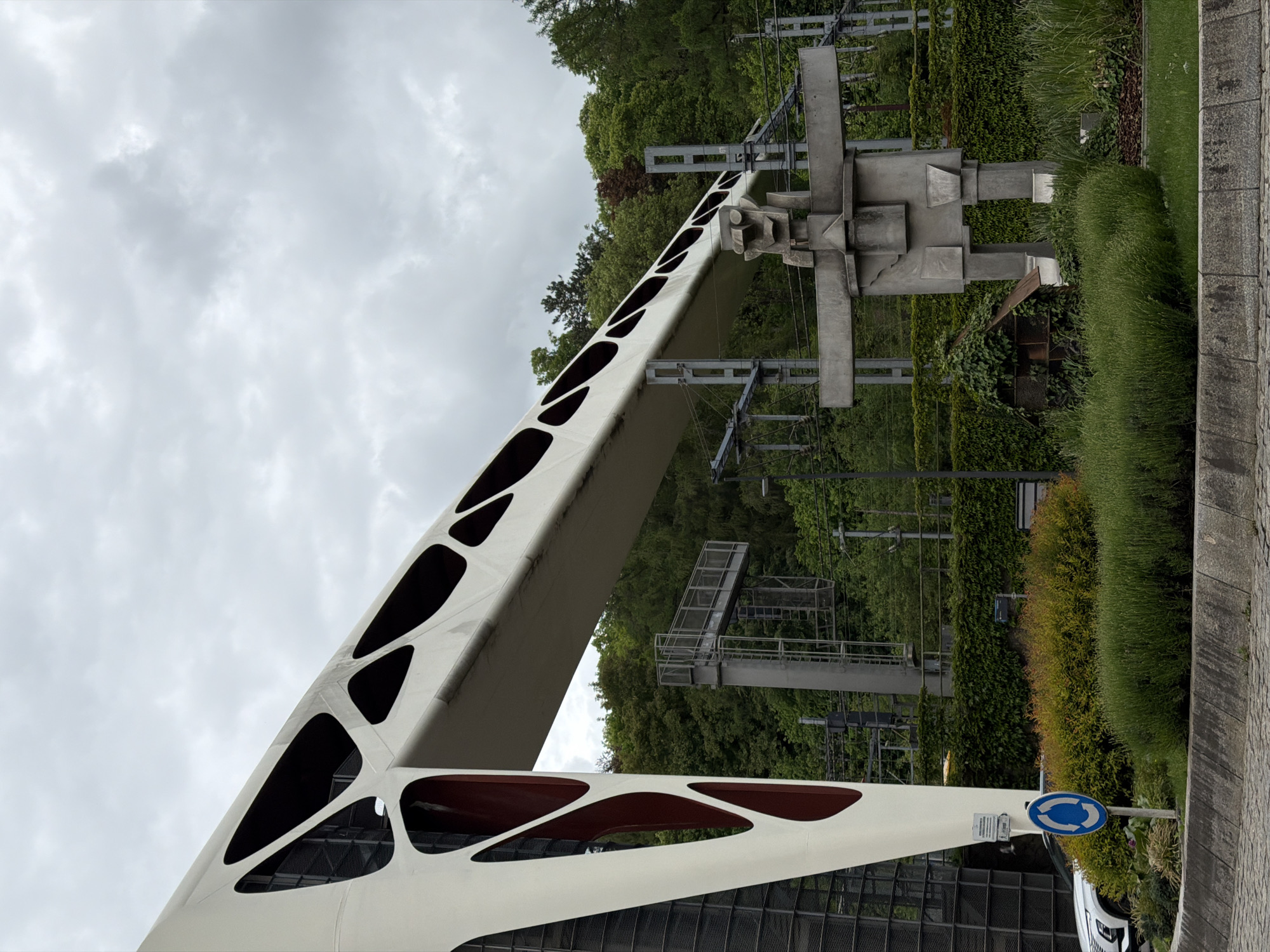 White geometric bridge photographed at Esch-sur-Alzette train station