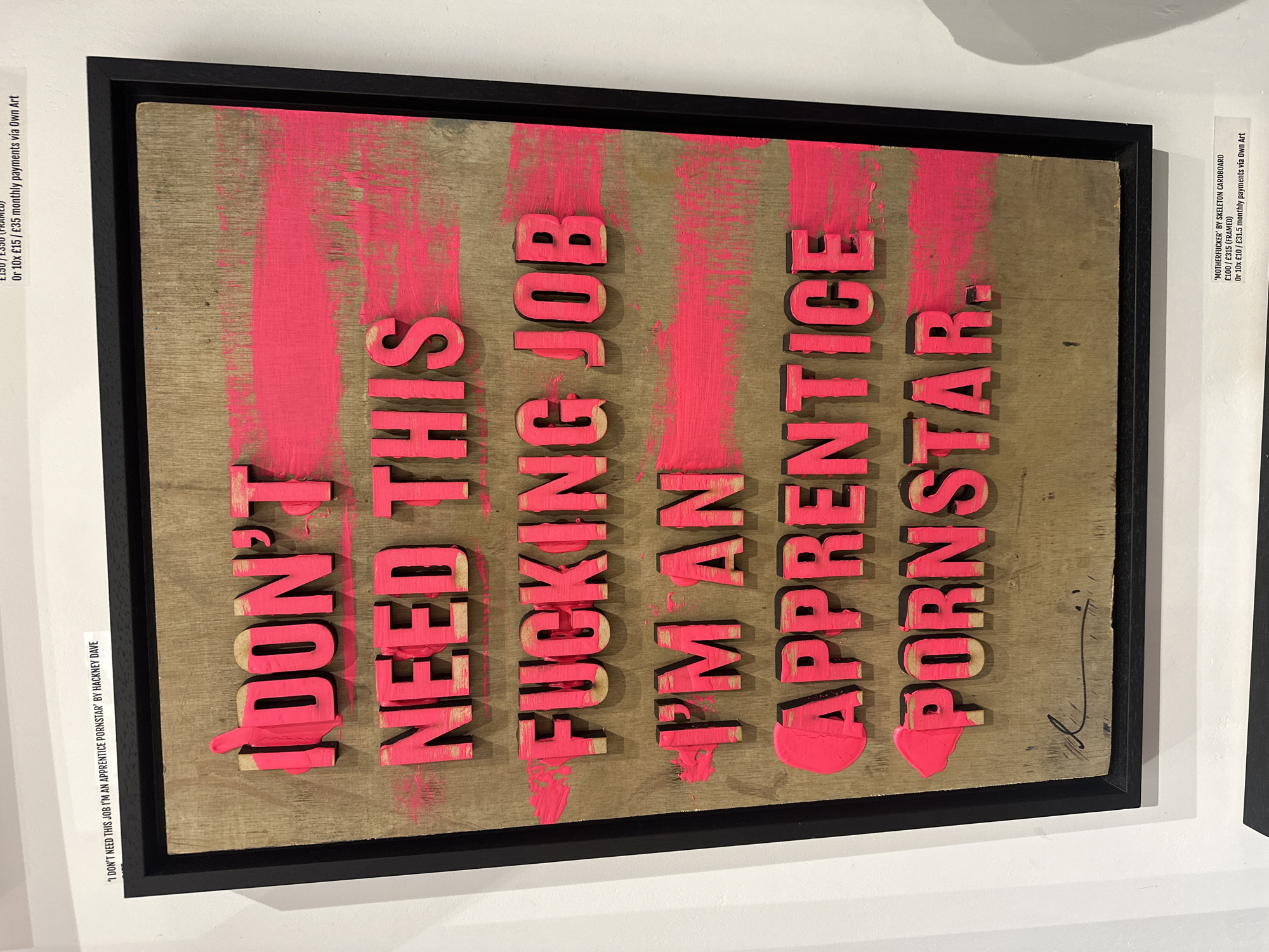 London gallery visitor documents contemporary art exhibition and dining