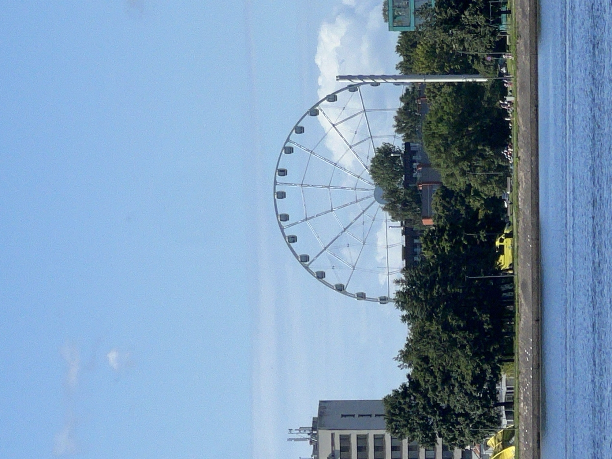 Sunny morning along Riga's Daugava waterfront and Old Town