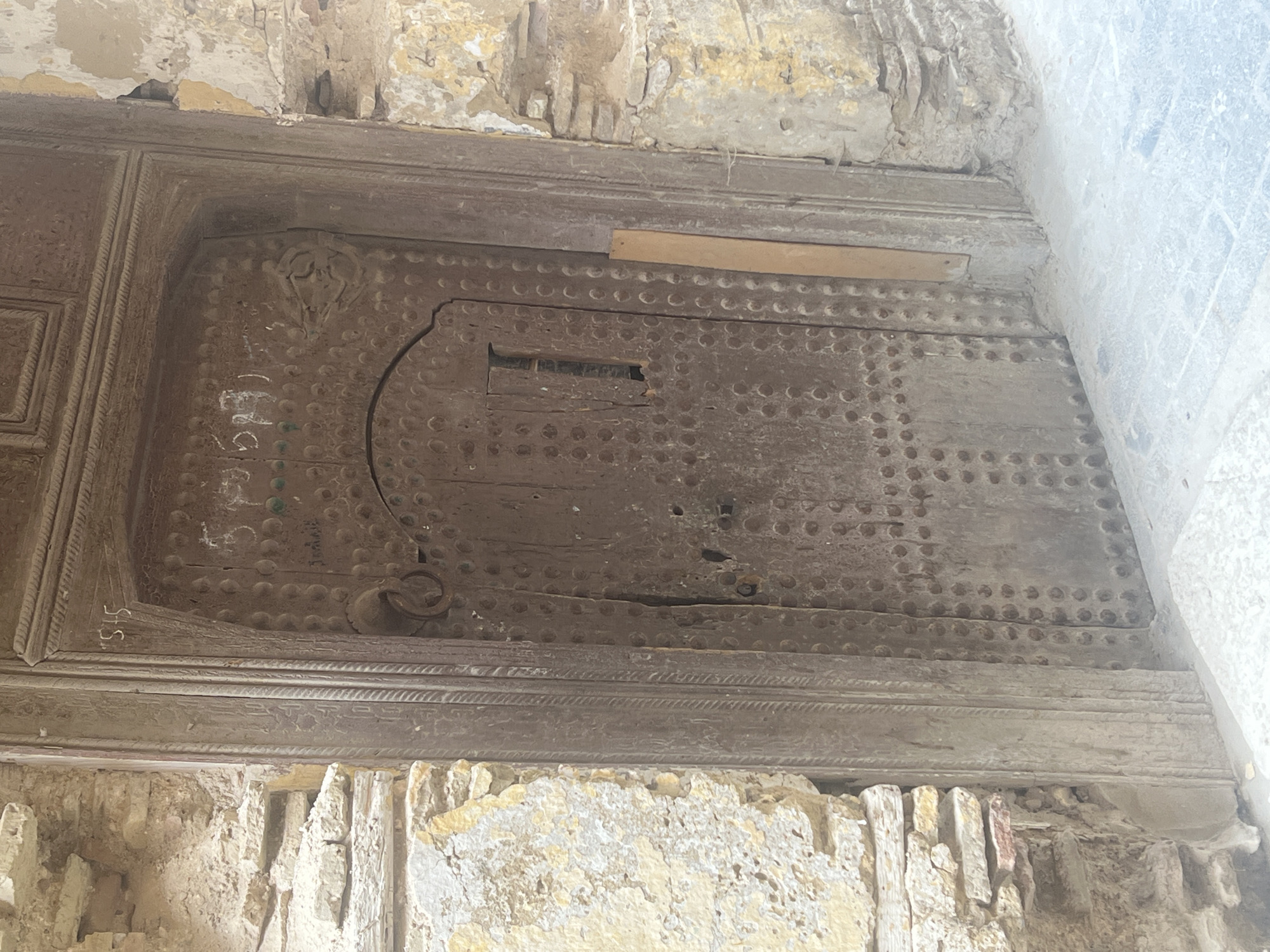 Historic ornate wooden door documented in Meknes, Morocco