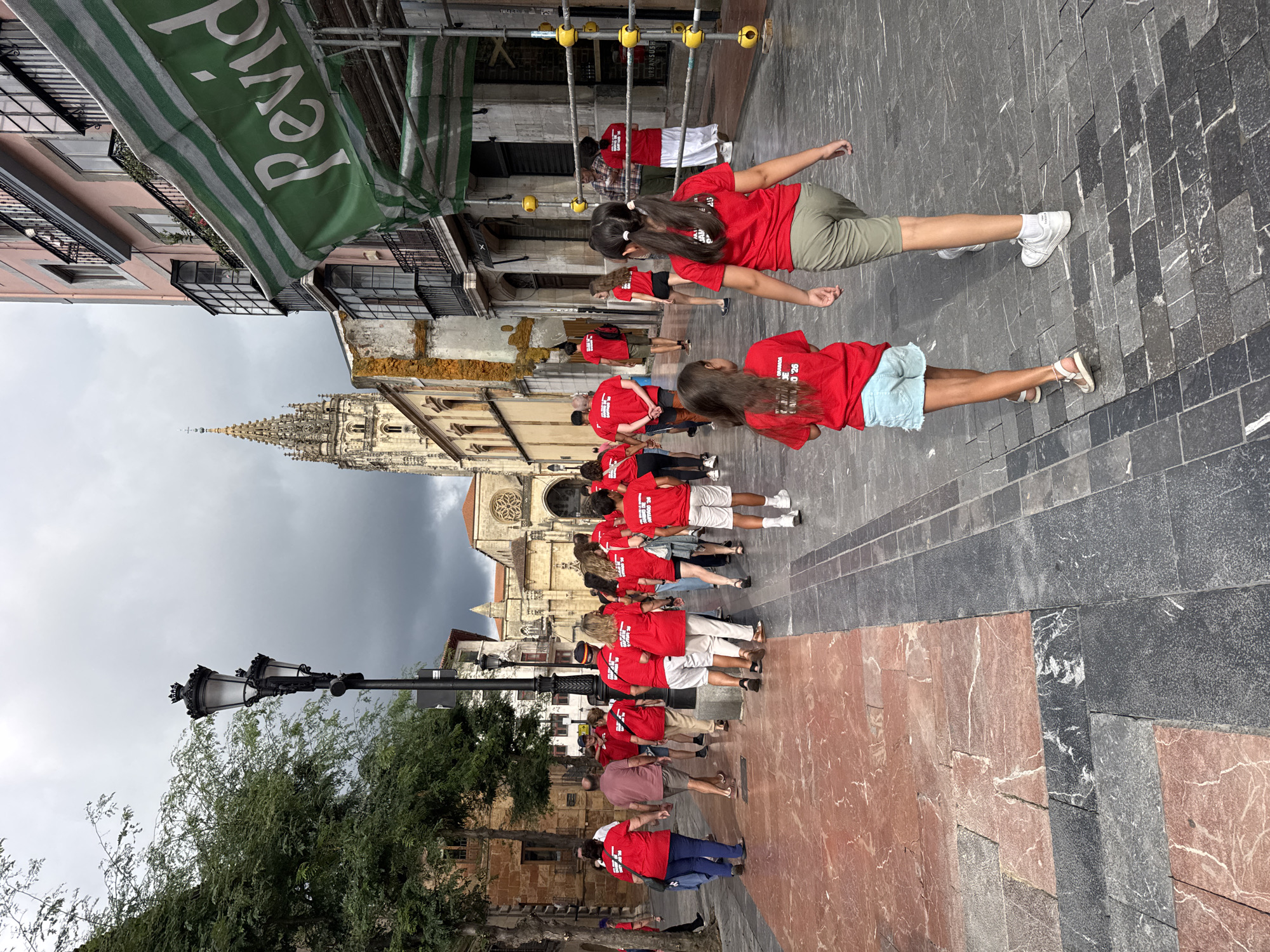 Camino pilgrimage group walks through central Oviedo