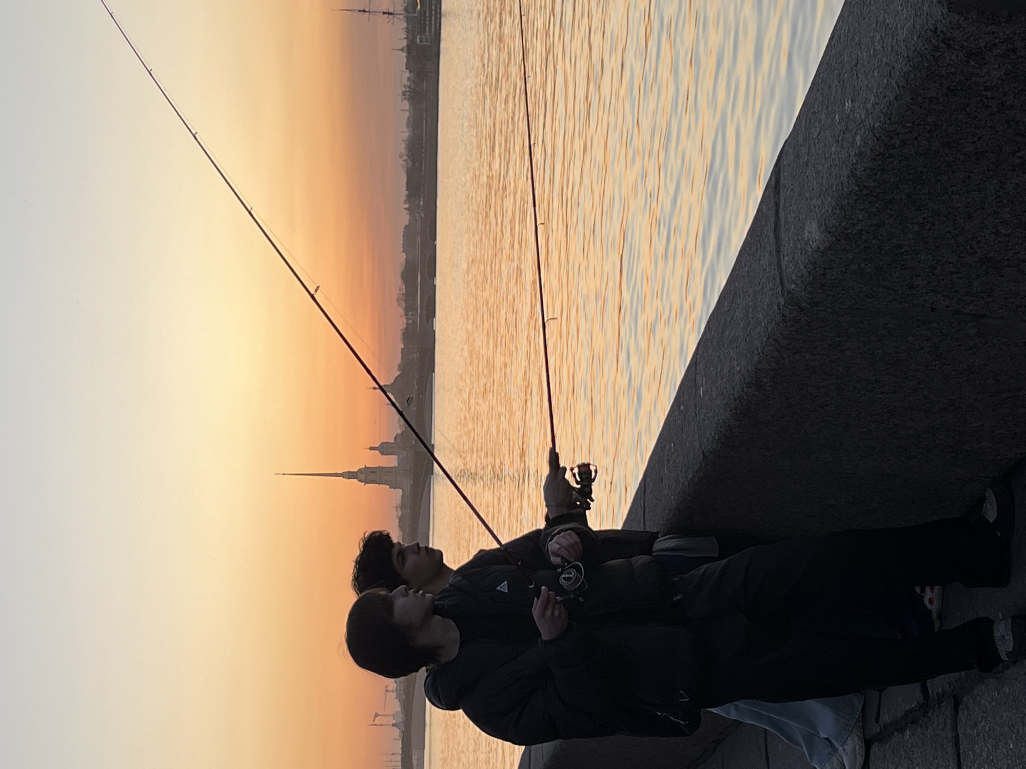 Sunset scenes captured along Neva River in Saint Petersburg