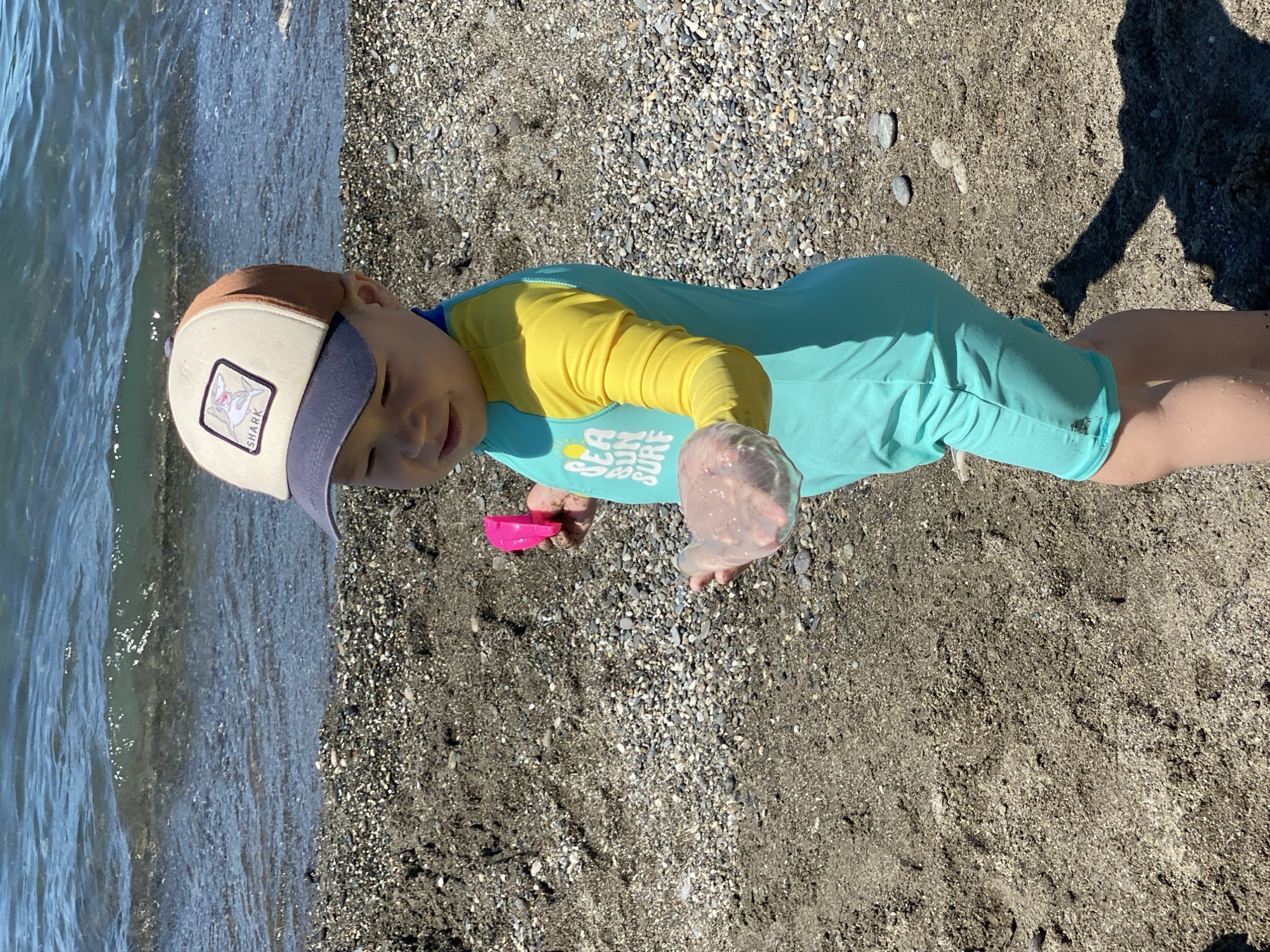 Family enjoys morning beach time in Sochi, Russia