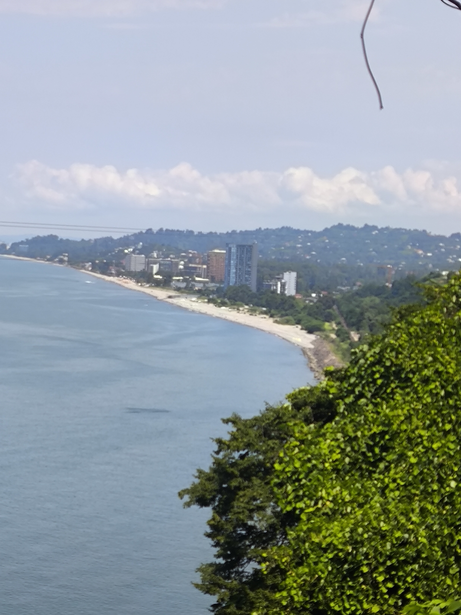 Sunny morning in Batumi's seaside park, Black Sea in view