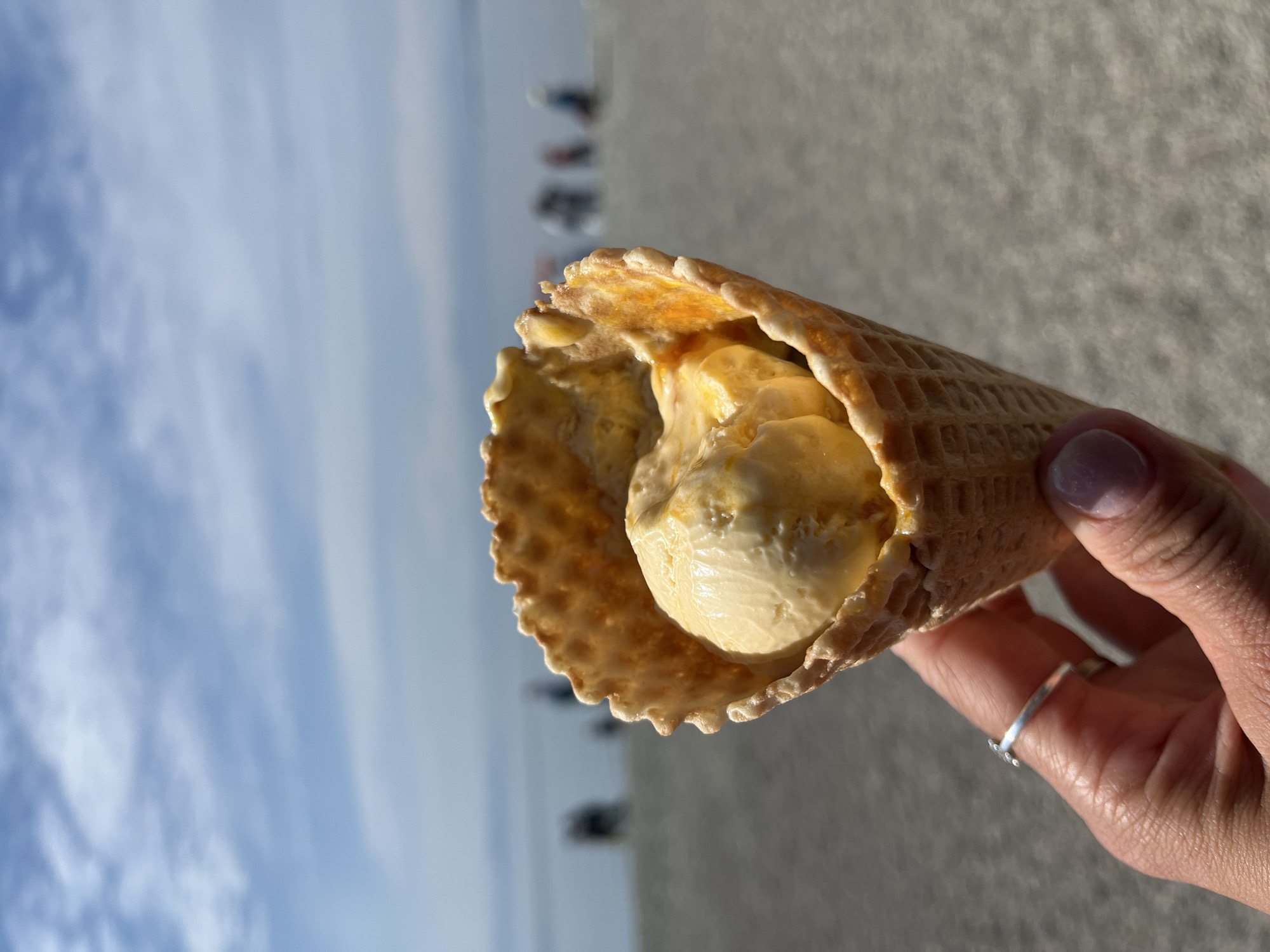 Ice cream cone at a Kamchatka beach