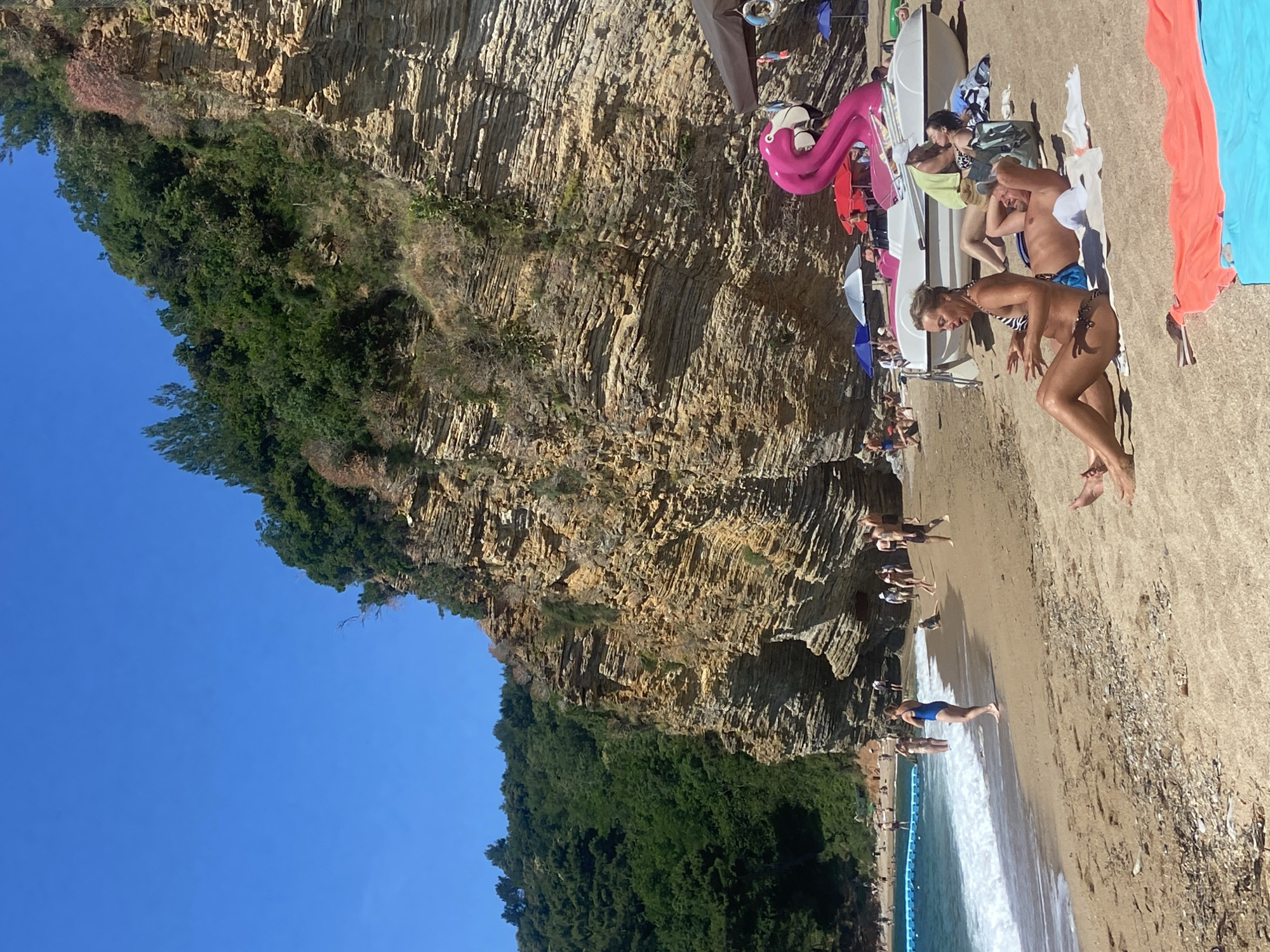 Summer beach day documented at Sveti Stefan, Montenegro