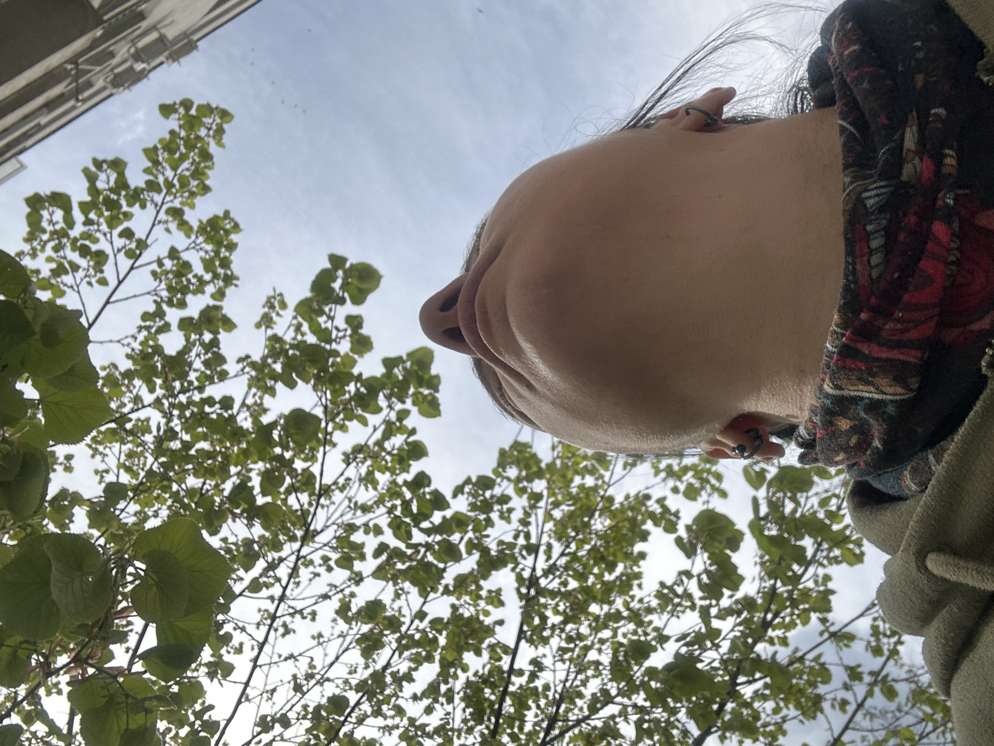 Person photographed from different angles on Sofia sidewalk