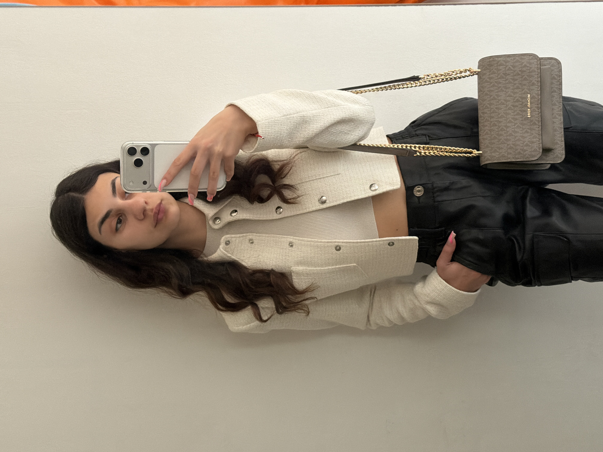 Woman takes selfie indoors in Gabrovo, Bulgaria