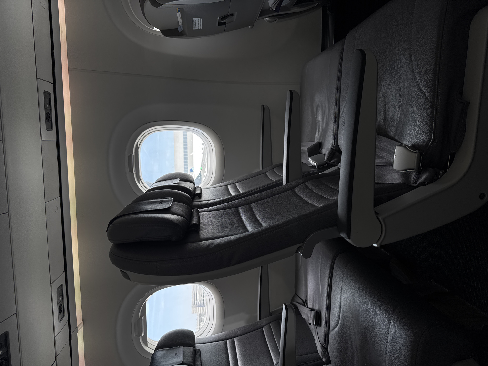 Passenger documents empty aircraft cabin and tarmac in LA