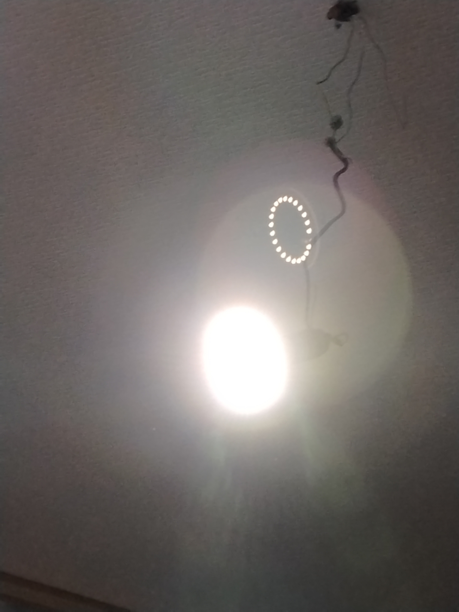 Indoor snapshots: light fixtures, a cat, and a small smoke burst