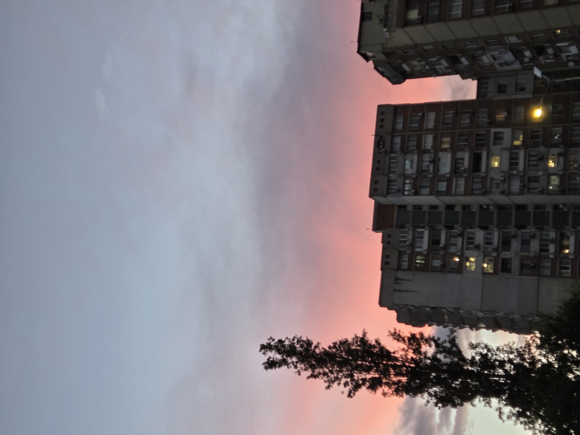 Sunset illuminates residential towers in Varna, Bulgaria