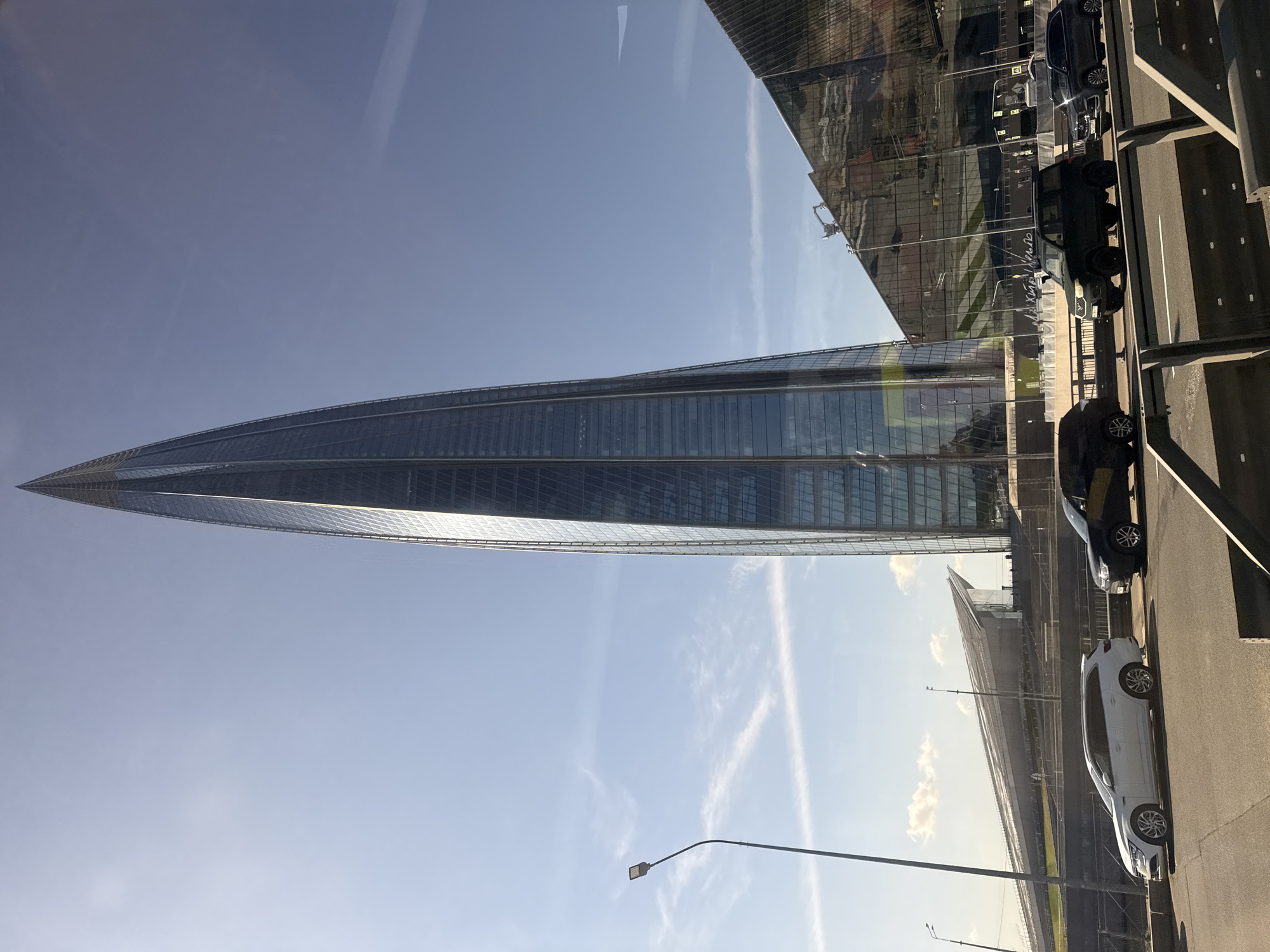 Lakhta Center spire pierces a clear Saint Petersburg sky