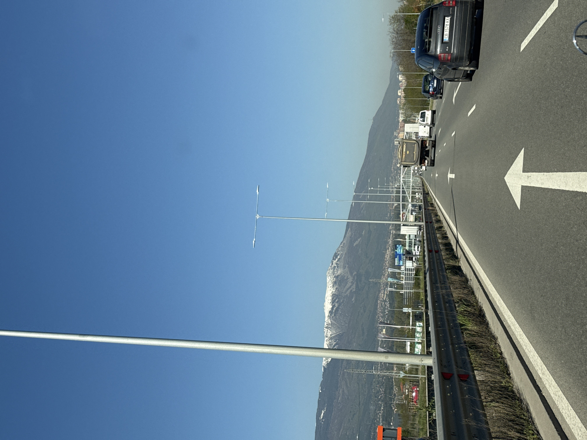 Morning highway traffic documented near Sofia under clear skies