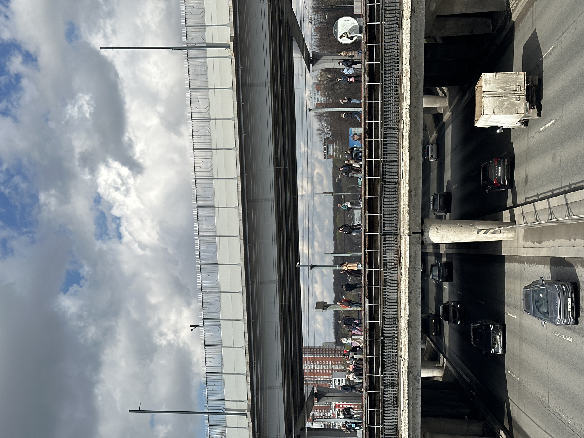 Urban scene documented from elevated viewpoint under cloudy skies