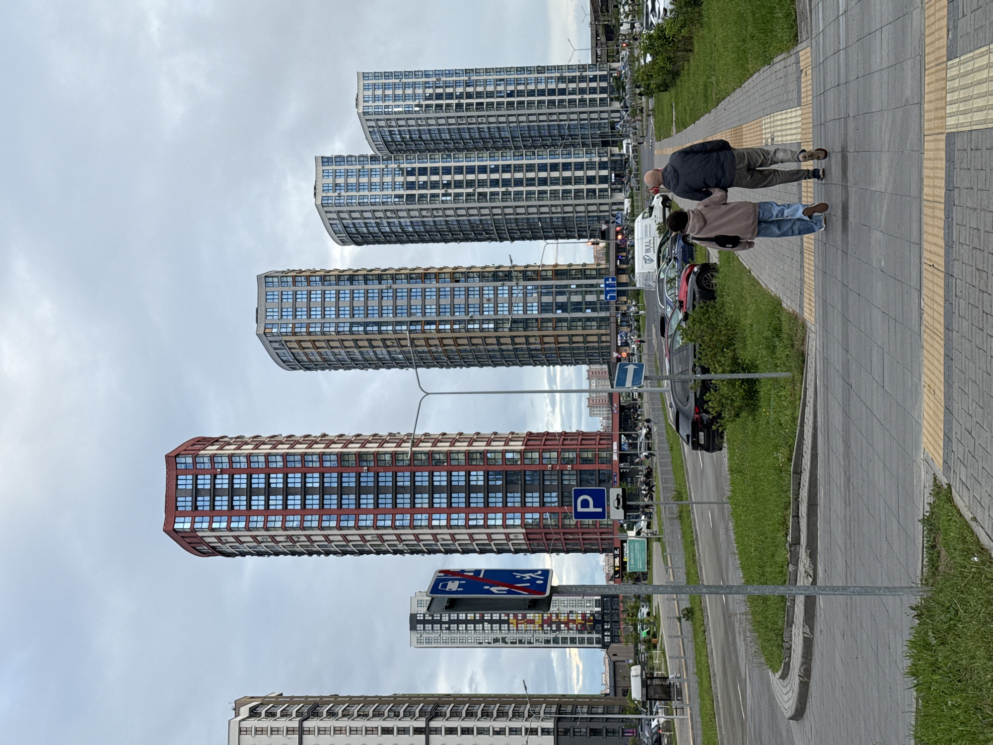 Minsk residential towers, day to night