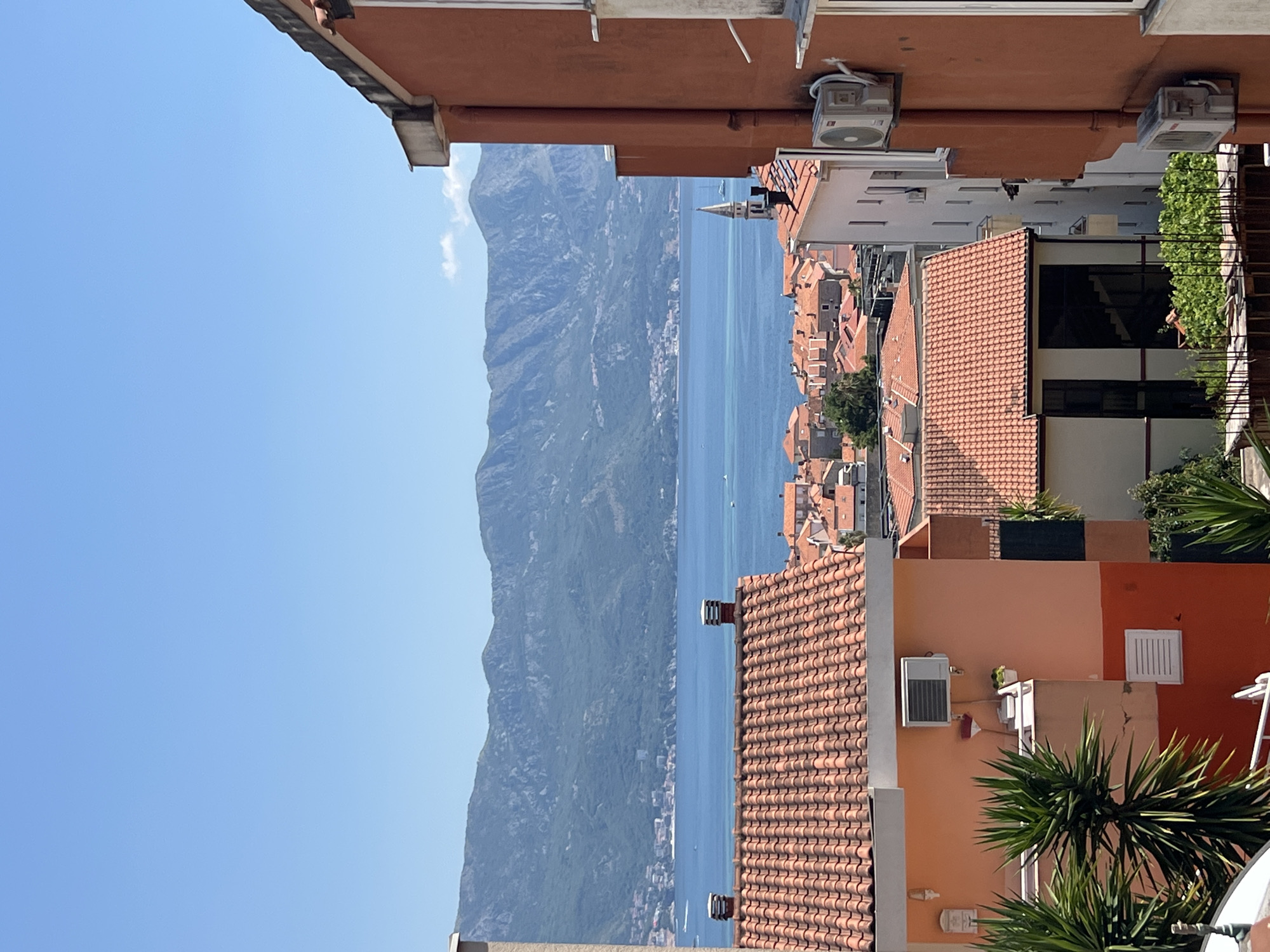 Budva on a summer morning, beaches full and streets busy
