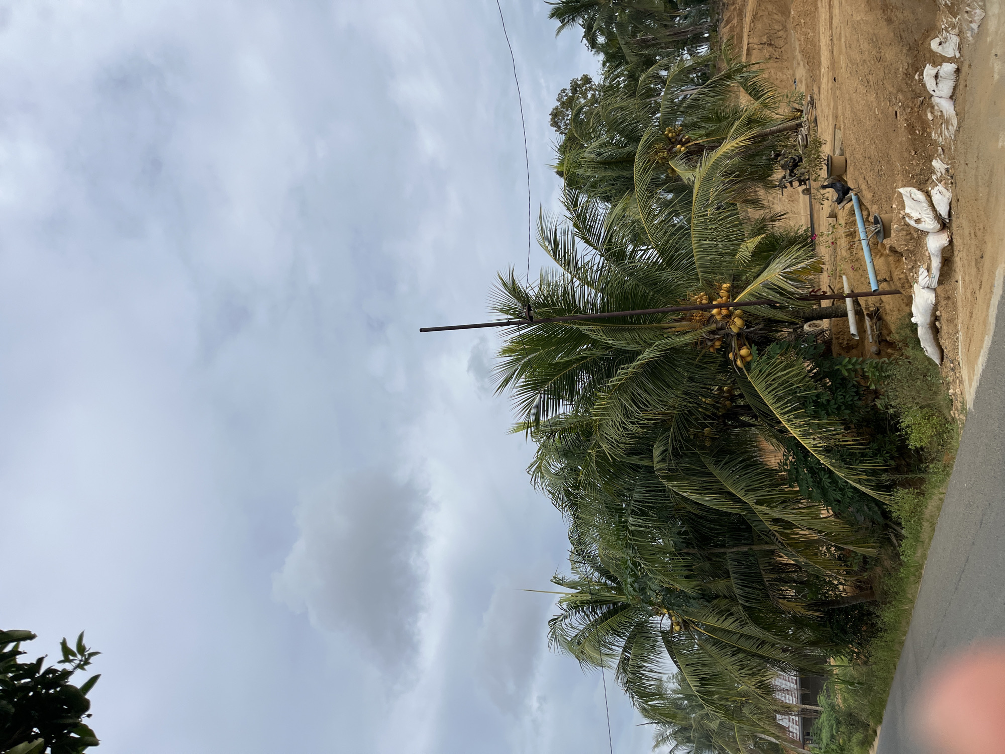 Quiet rural roads and homes in Sukajadi on an overcast morning