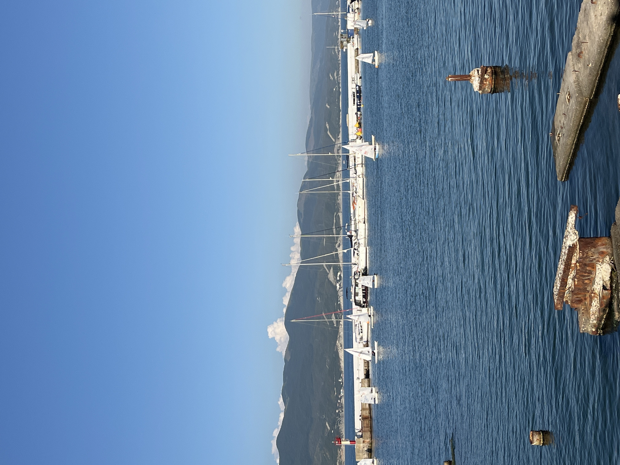 Novorossiysk harbor and beach on a calm summer afternoon