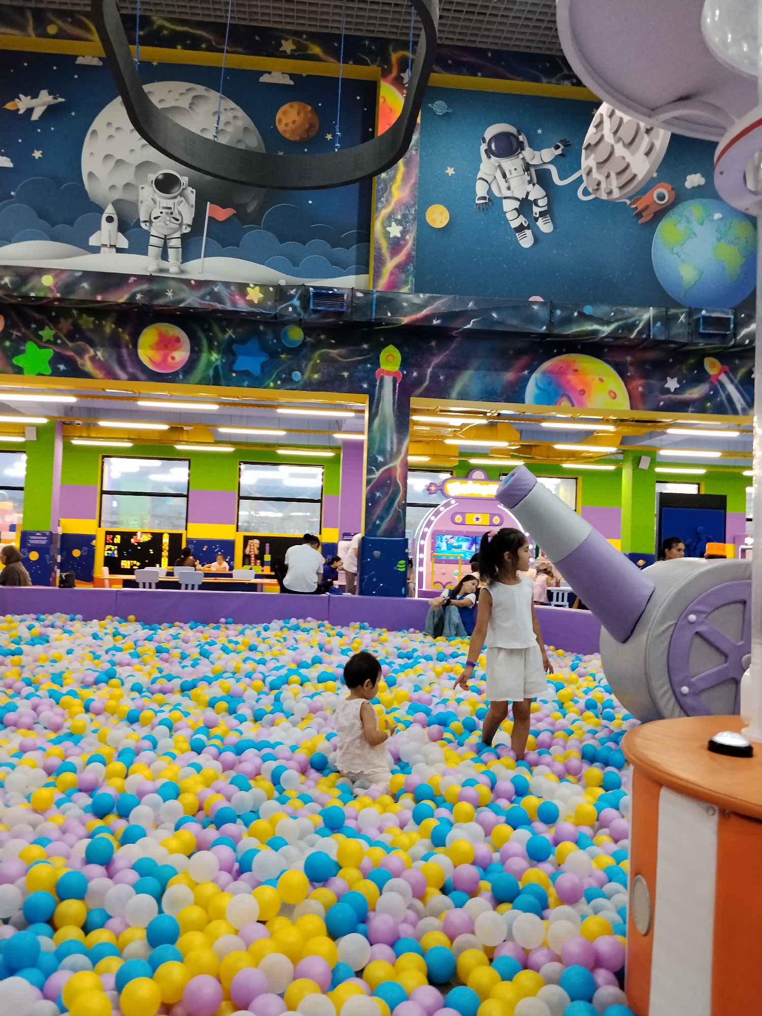 Inside a space-themed kids' play center in Bishkek