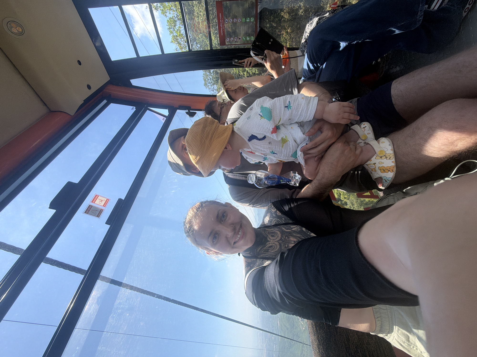 Family cable car ride captured over Da Nang mountains
