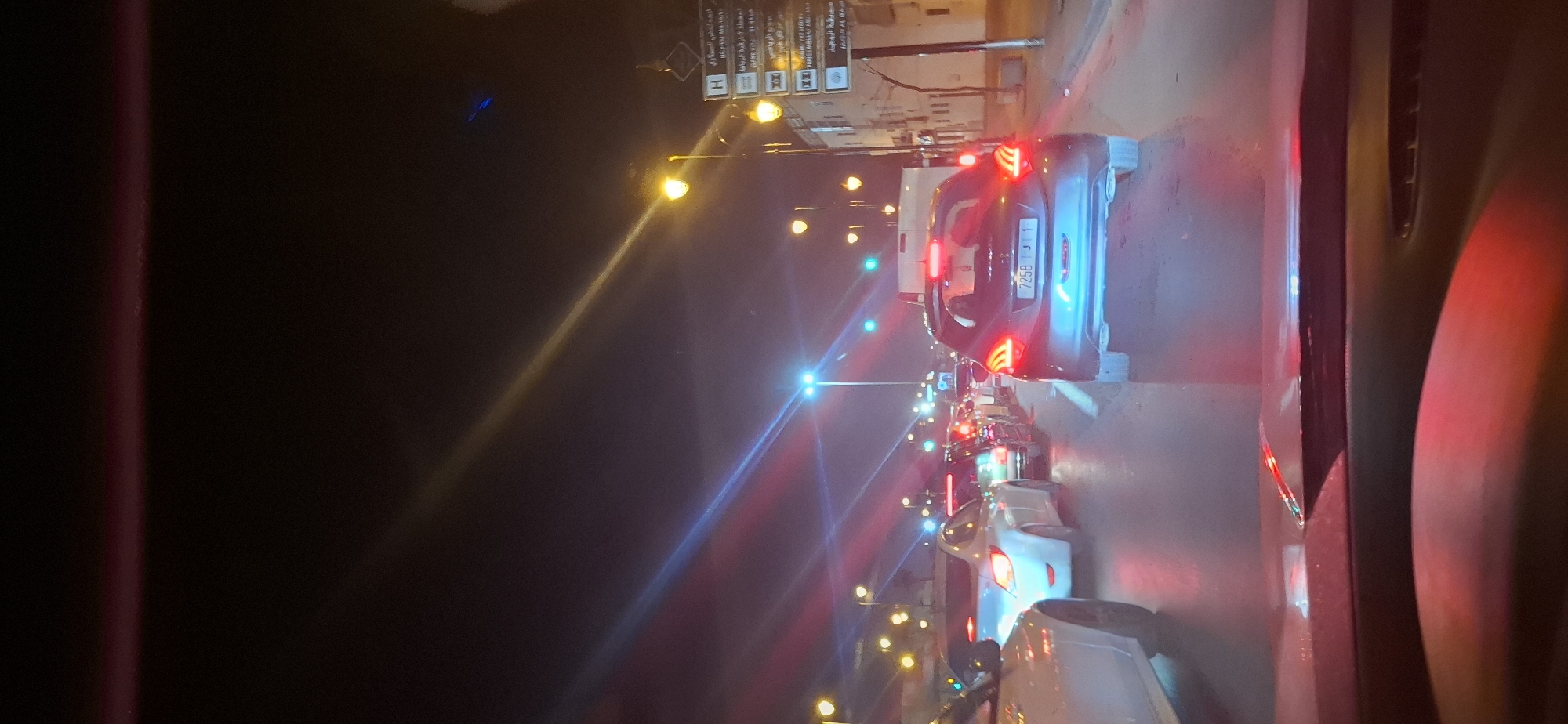 Dense nighttime traffic observed in Rabat, Morocco
