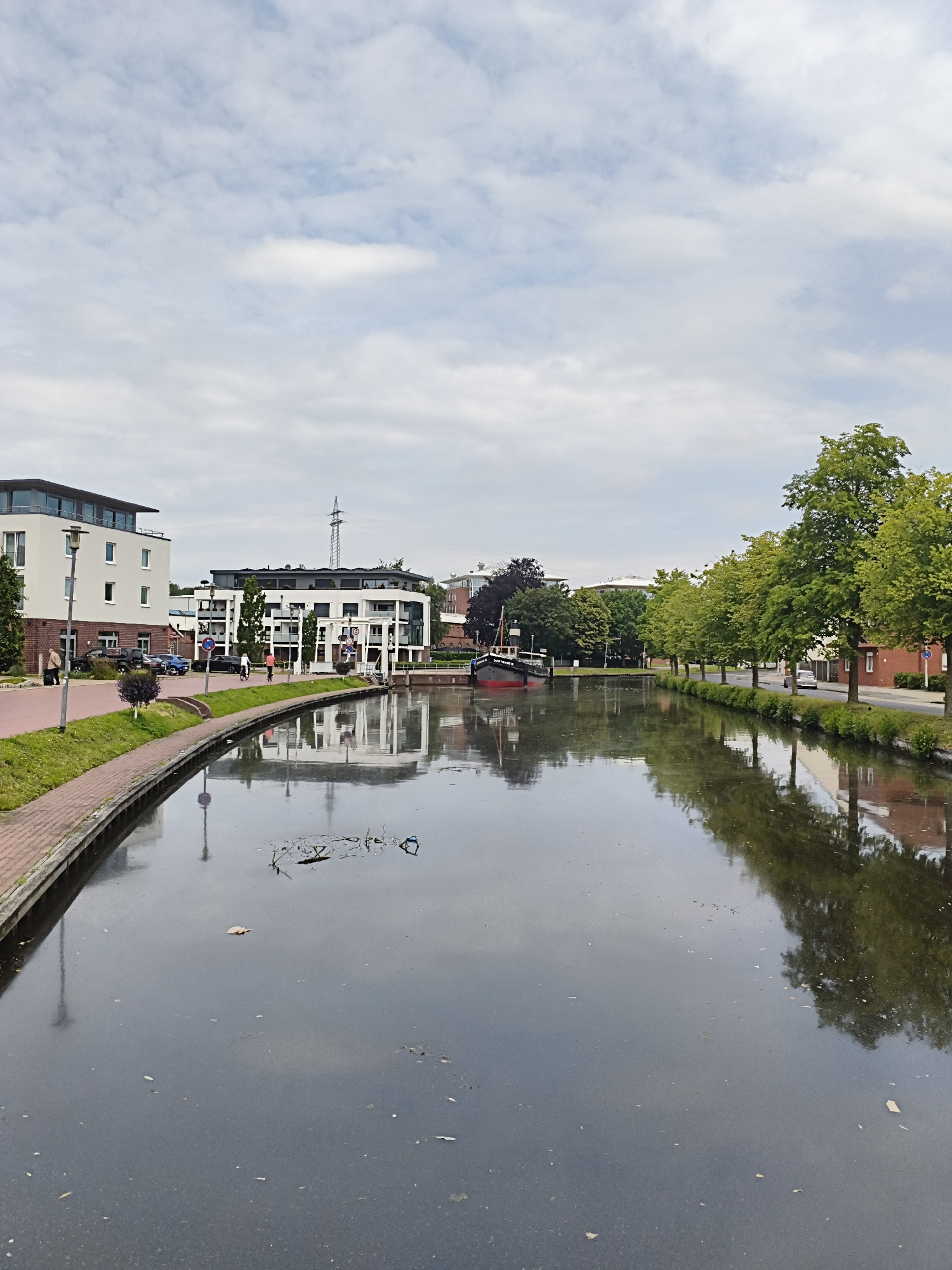 One of Papenburg's historic canals on a summer morning