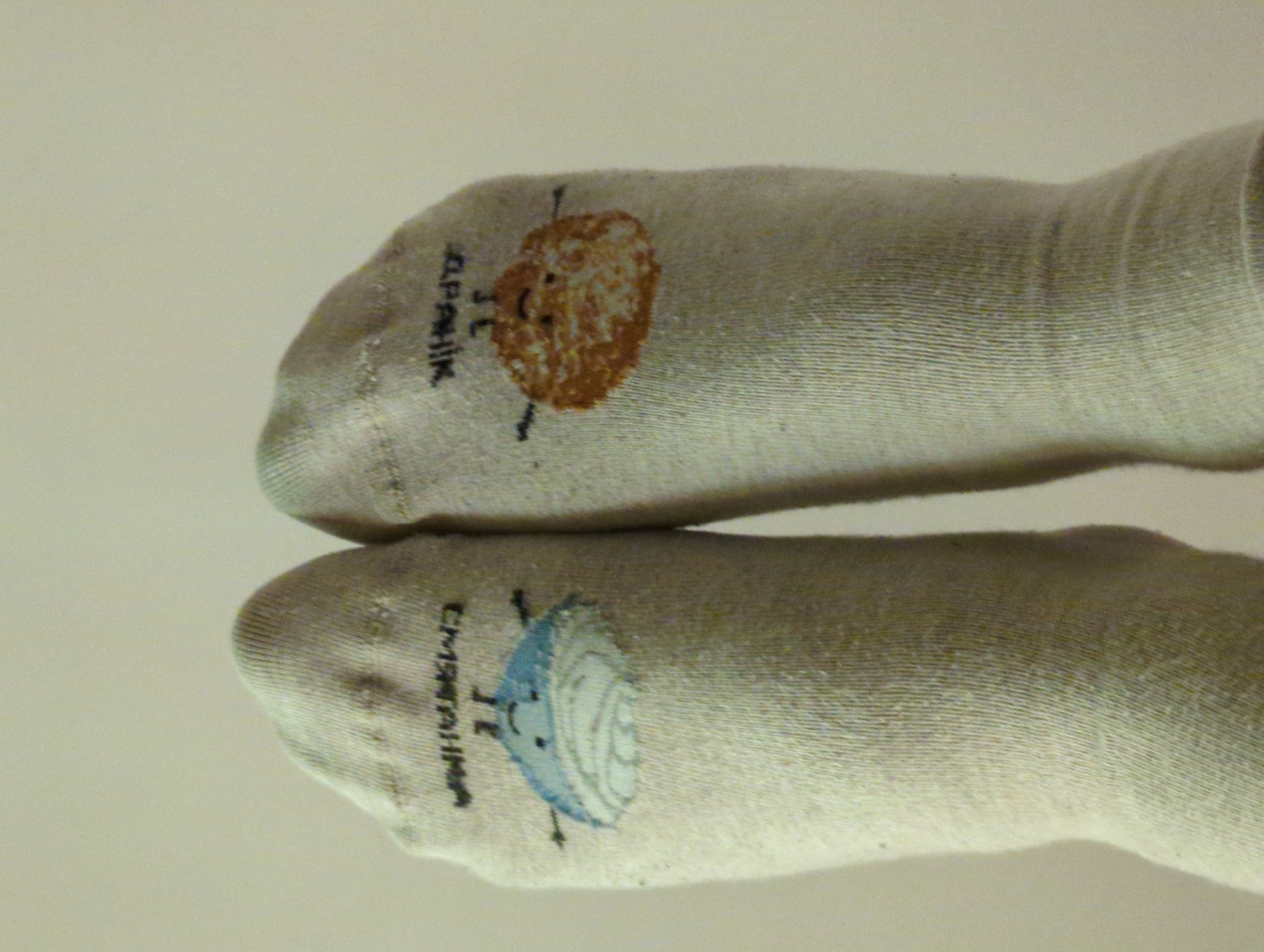 Cartoon-decorated socks spotted in Minsk, Belarus
