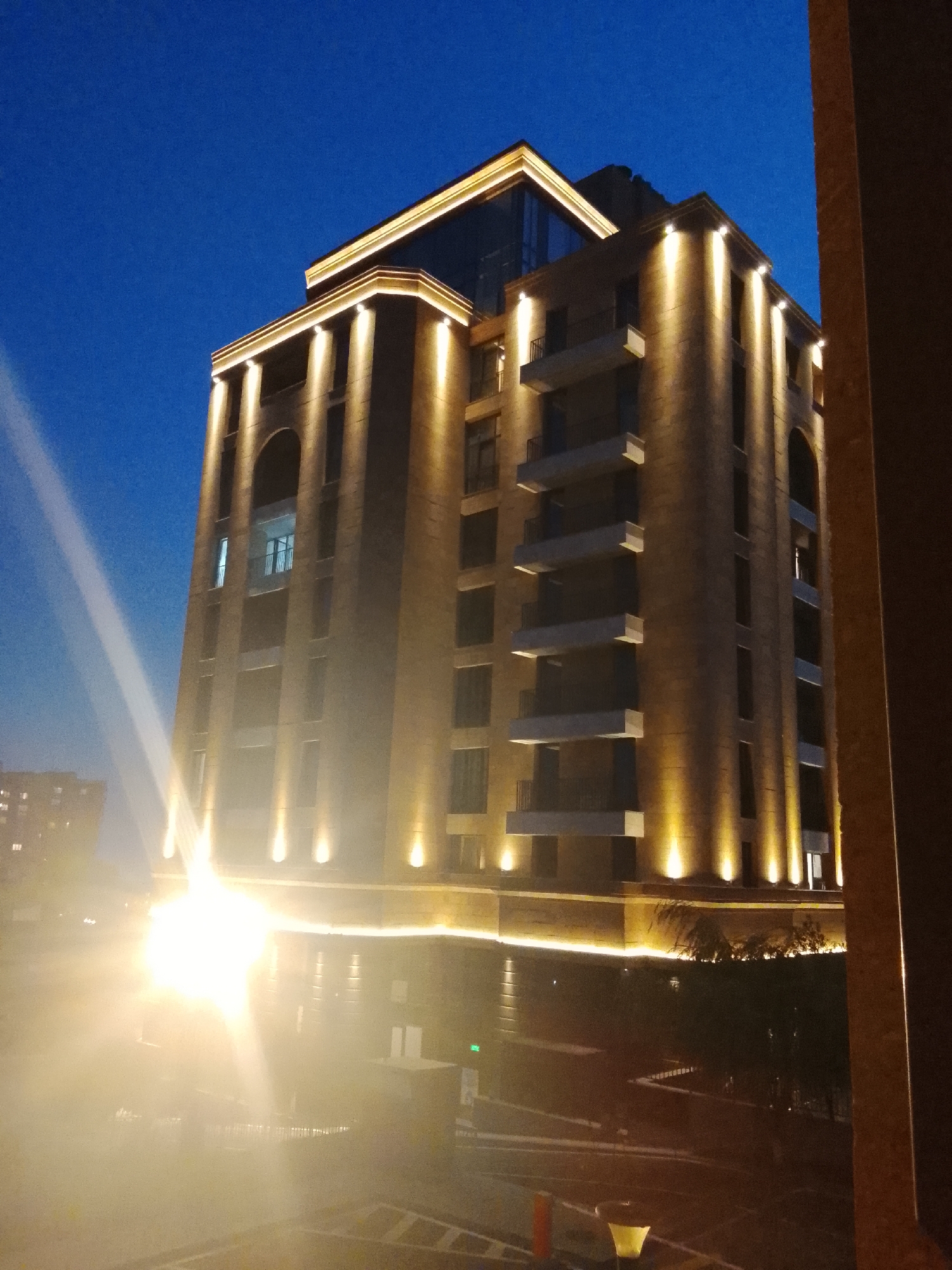 Evening street scenes in an Armenian city at dusk and night