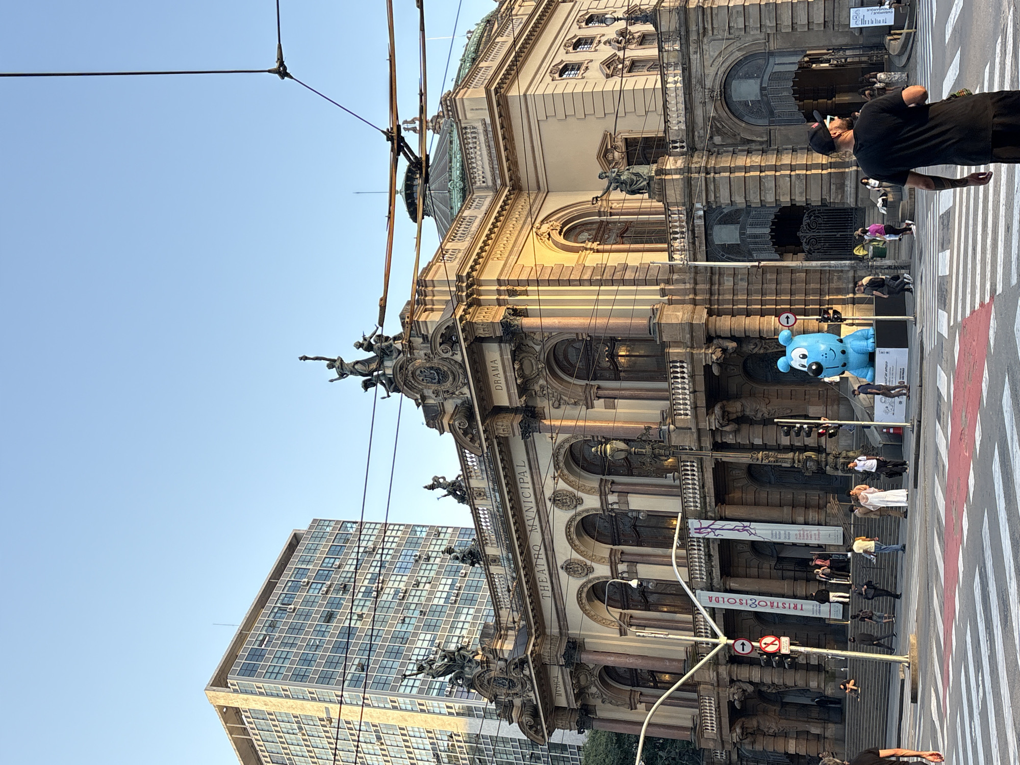 Historic theater and towering skyline meet in central São Paulo