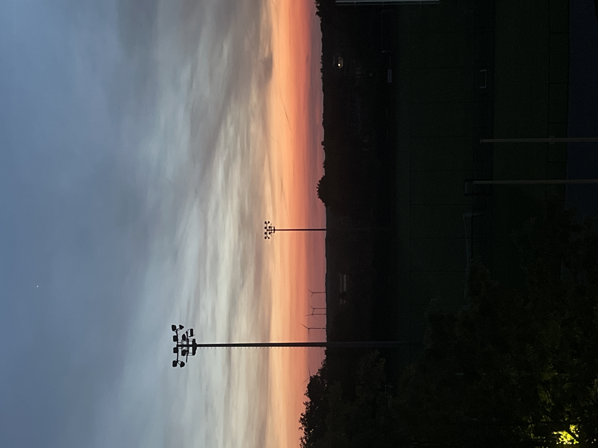 Twilight colors observed over Mönchengladbach sports field