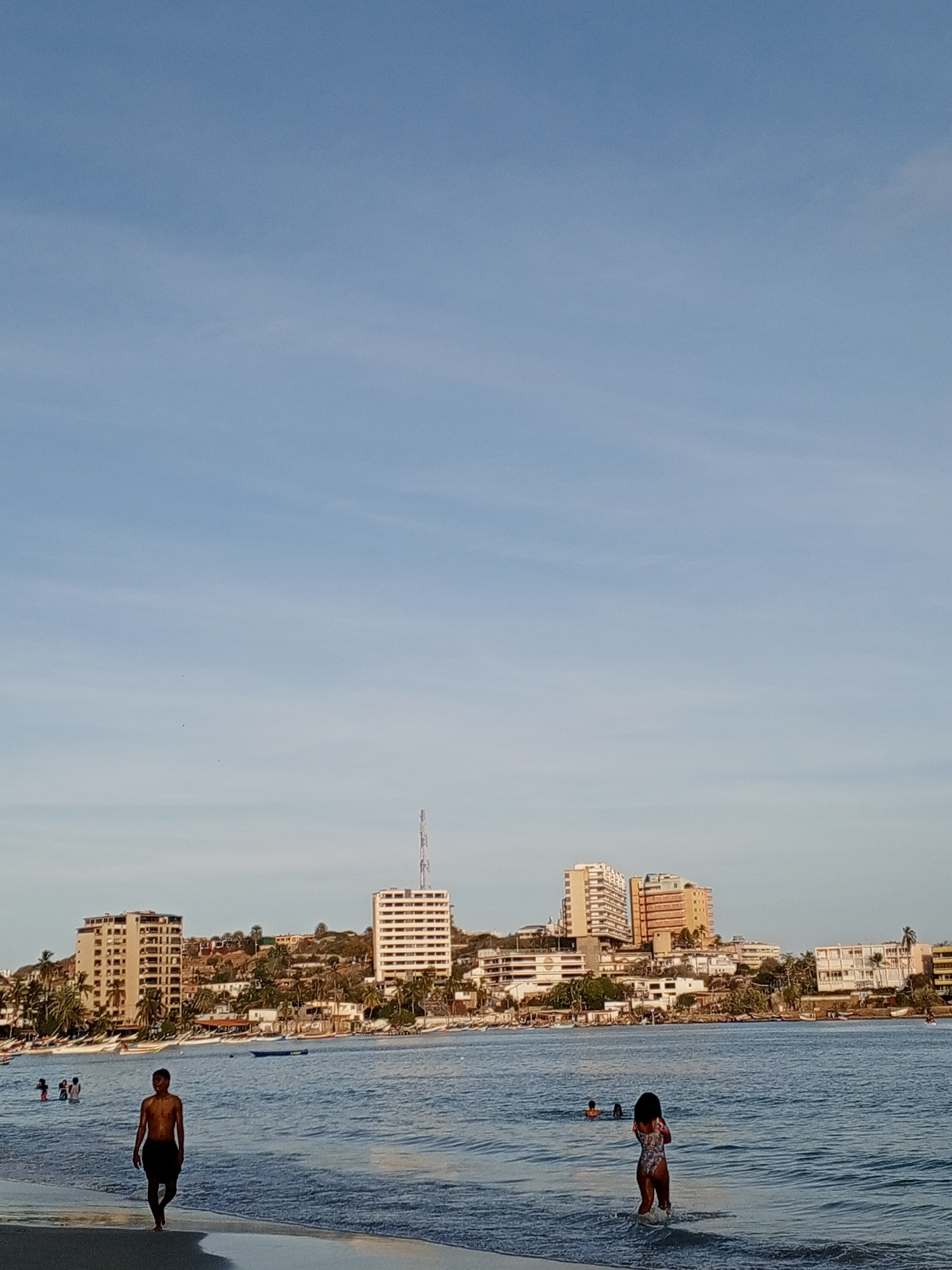 Evening beach activity observed in Pampatar, Venezuela