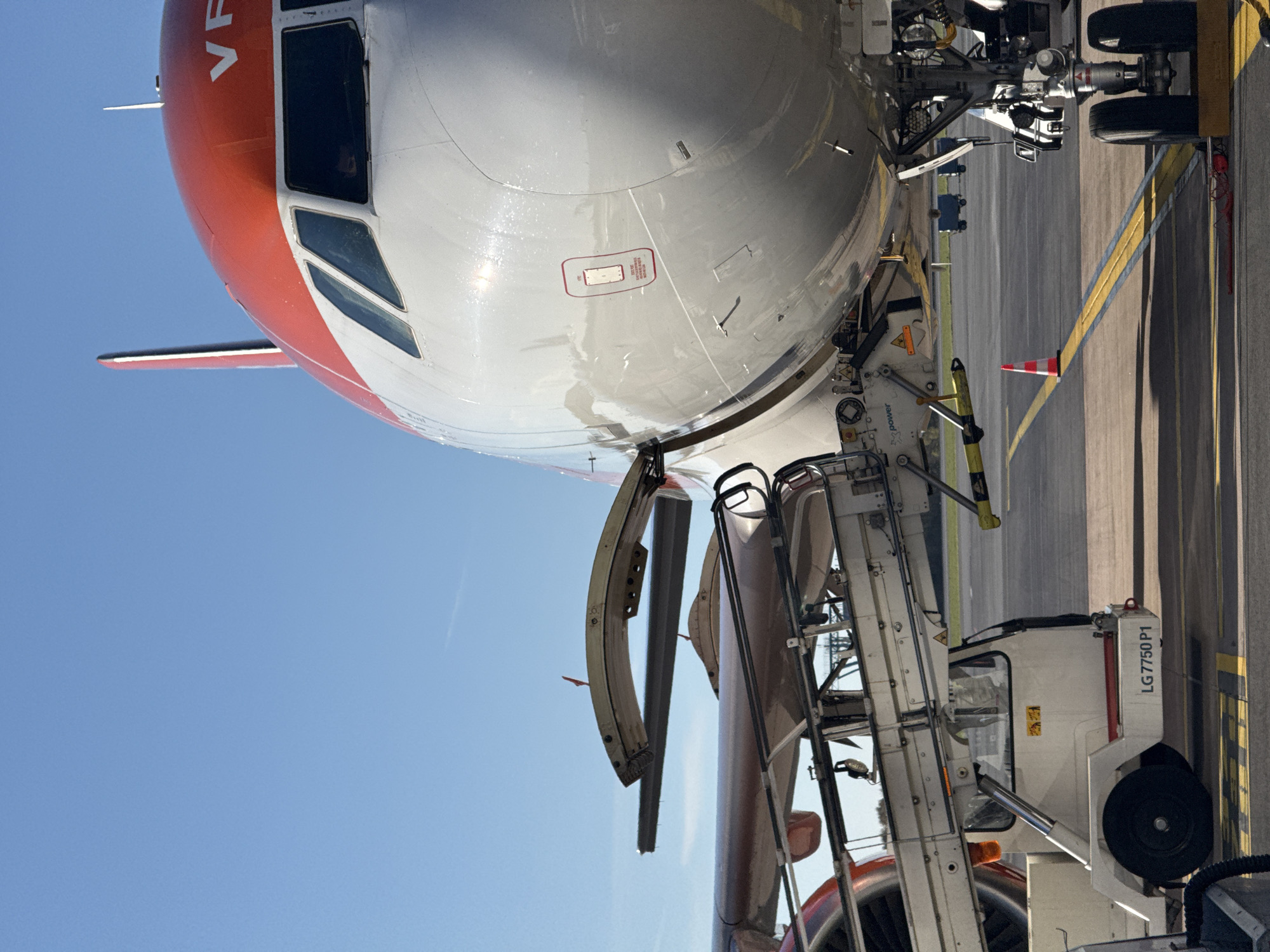 EasyJet aircraft serviced at Luxembourg Airport morning operations