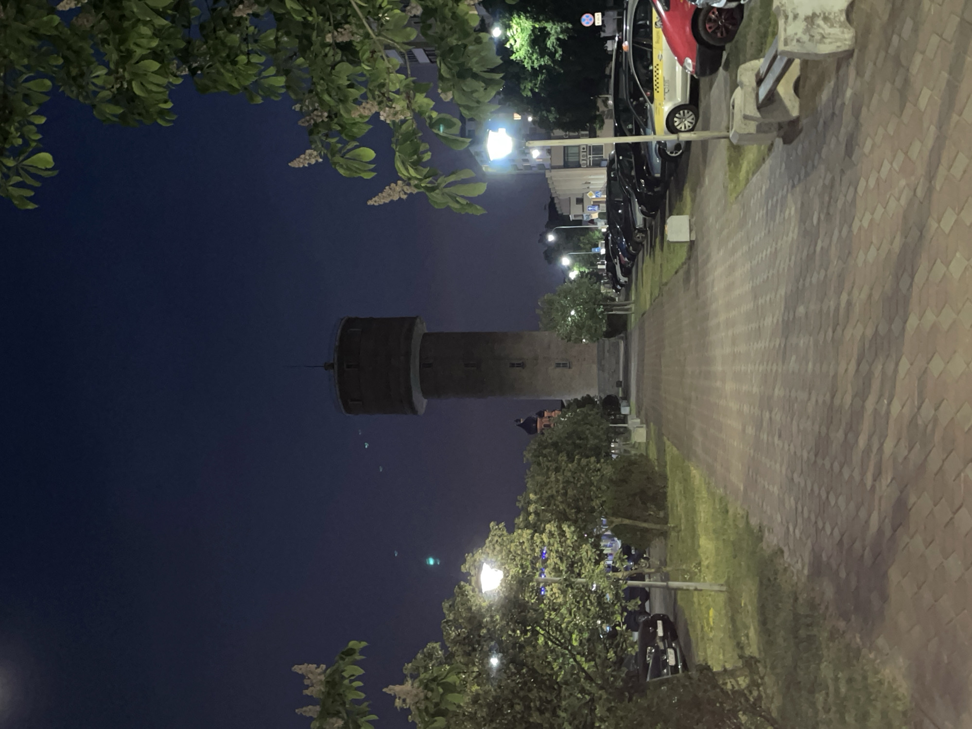 Nighttime scenes documented across Brest, Belarus landmarks and walkways