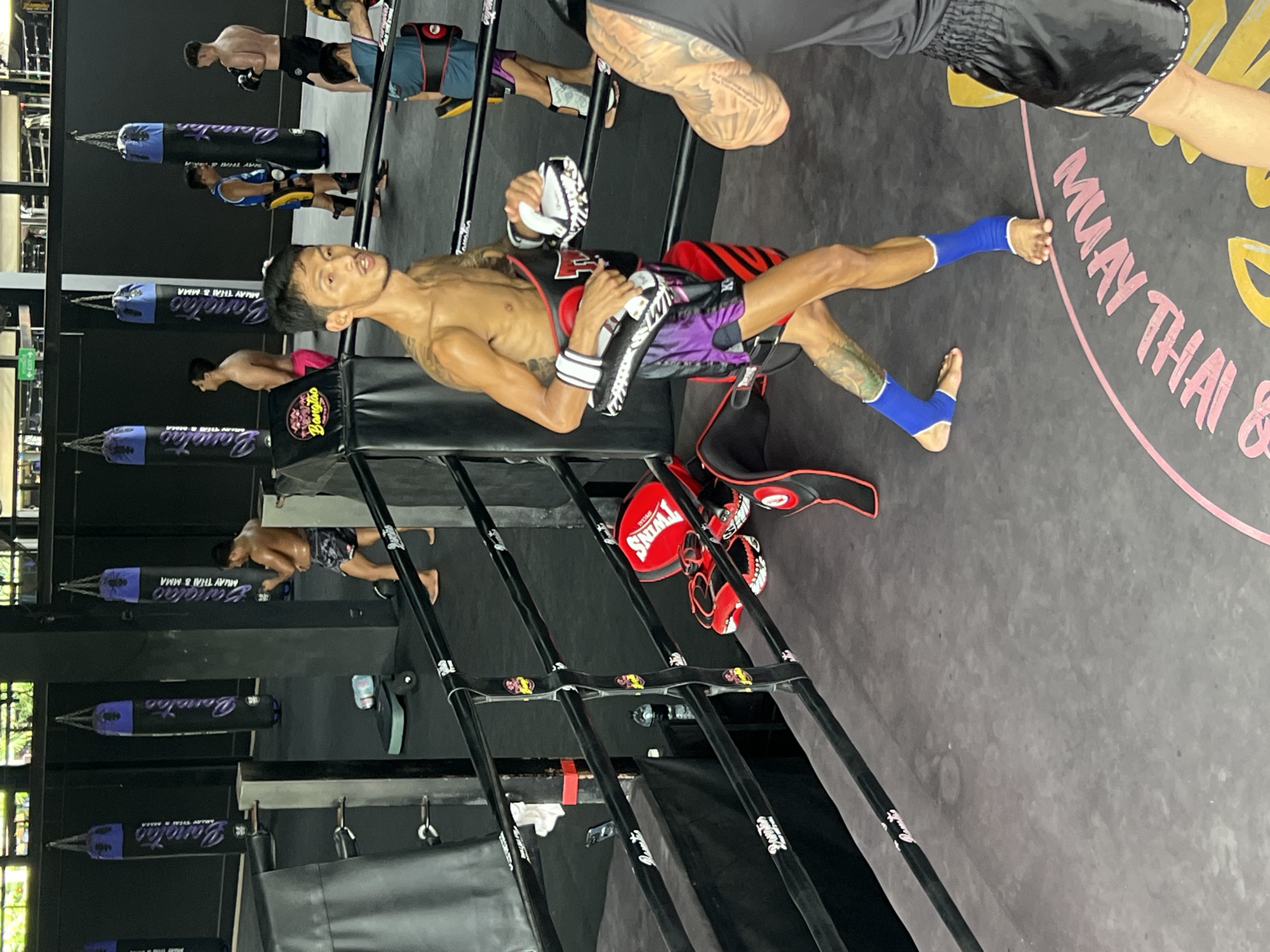 Muay Thai training session at a Choeng Thale gym, Phuket
