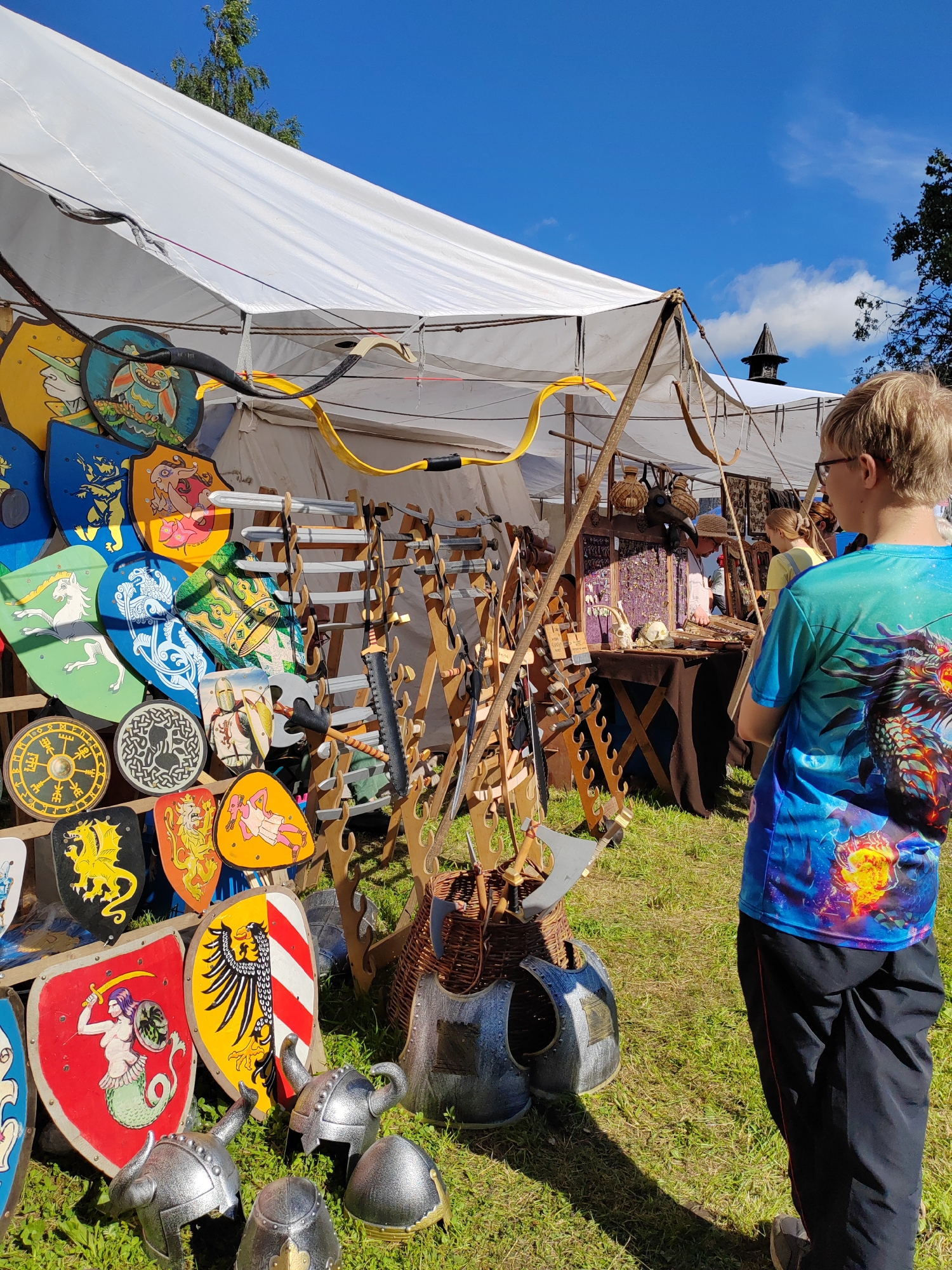 Medieval fair at a historic fortress with crafts and reenactment