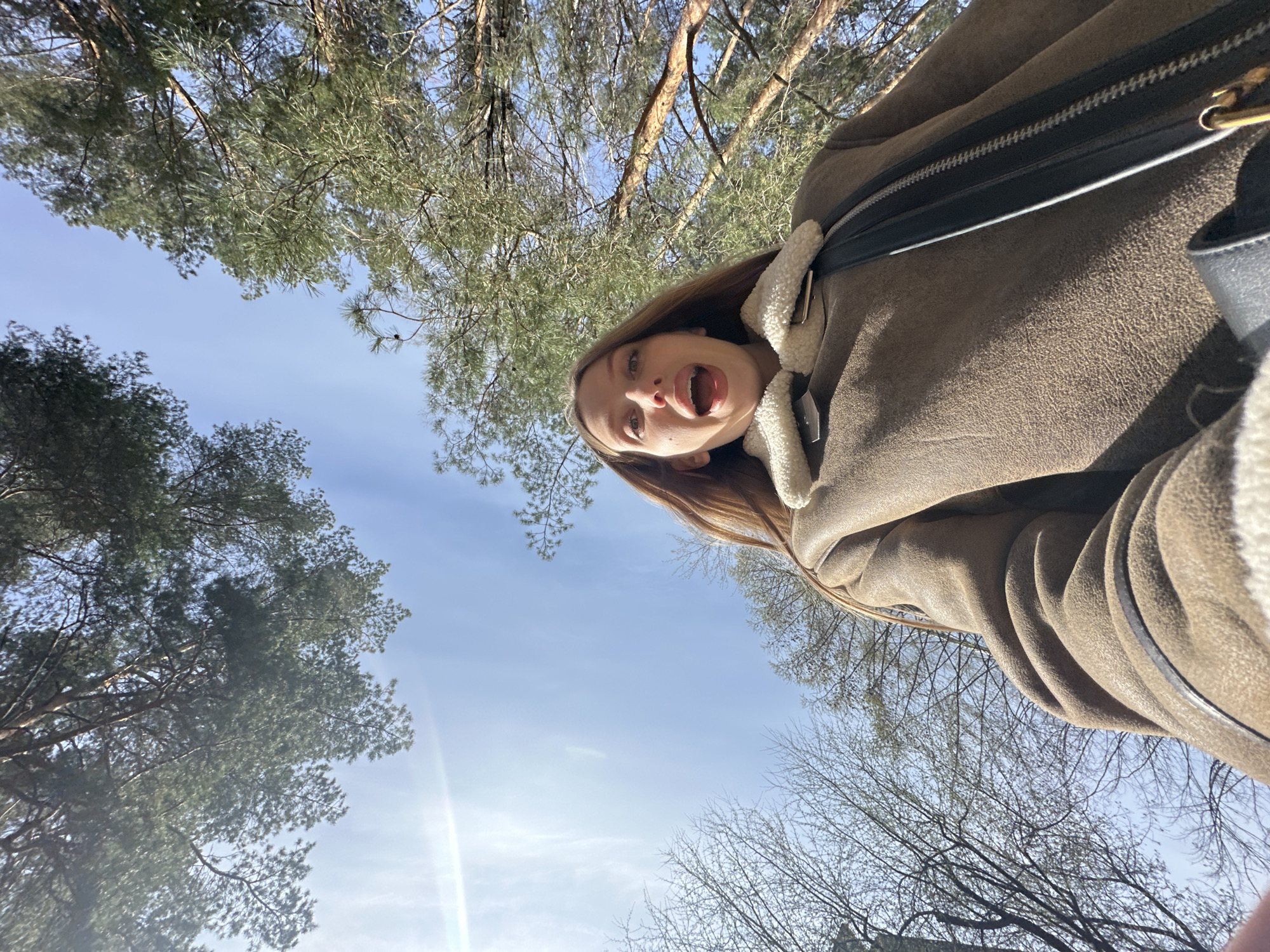 Woman photographed in casual moments in Chaikovsky forest