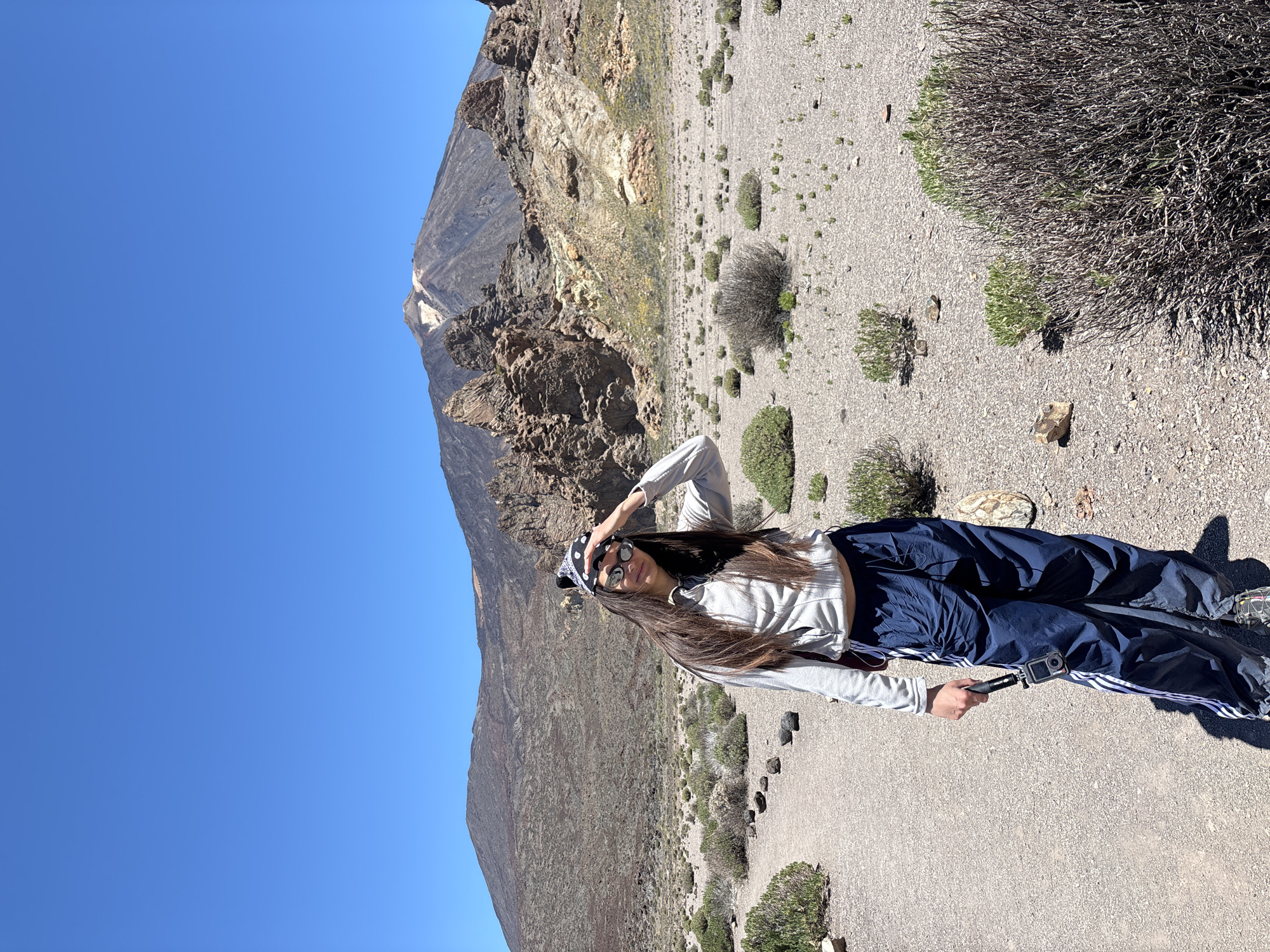 Hiker spotted in volcanic terrain near La Orotava, Spain