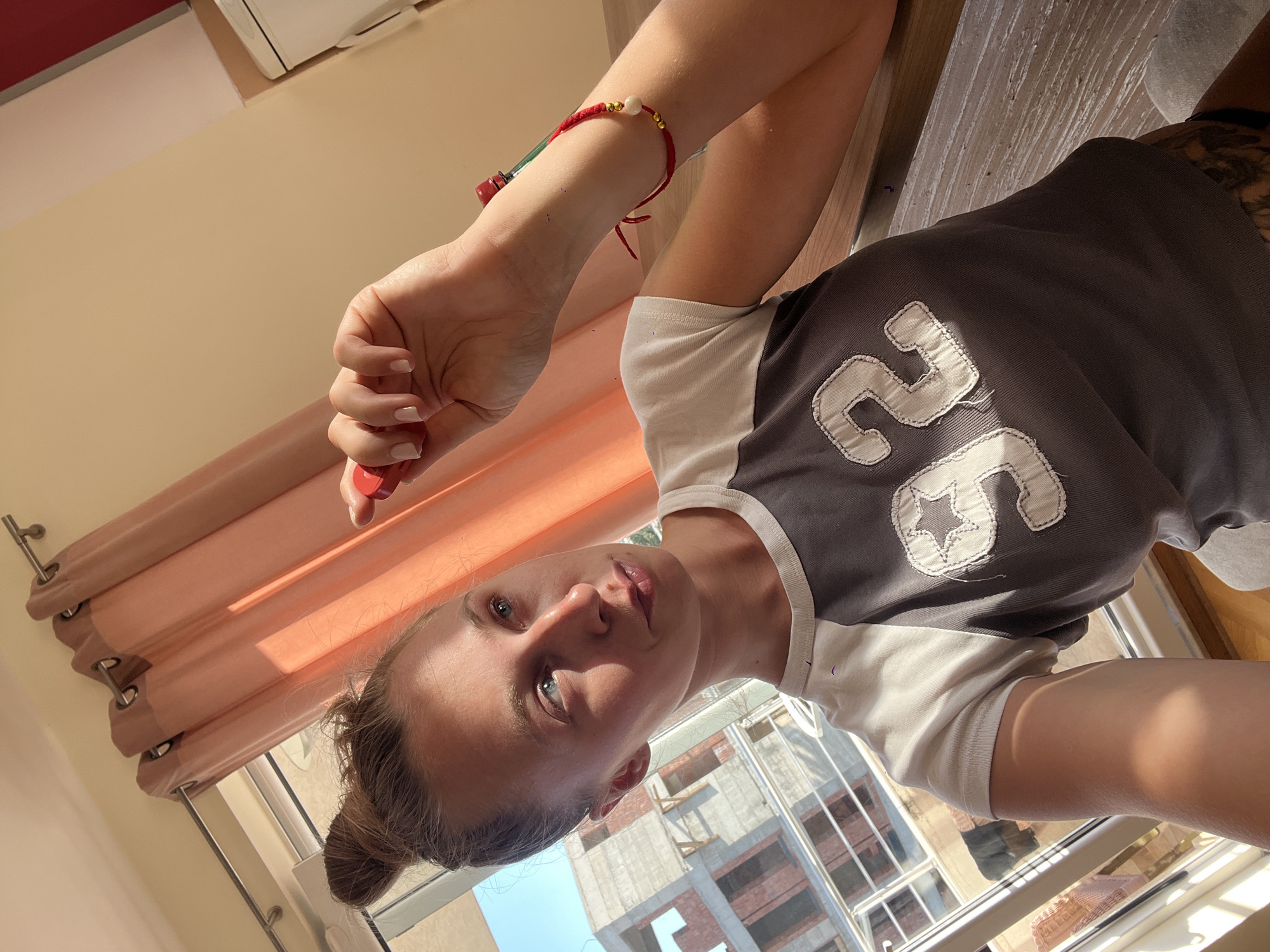 Seaside room selfie moment in Bečići, Montenegro