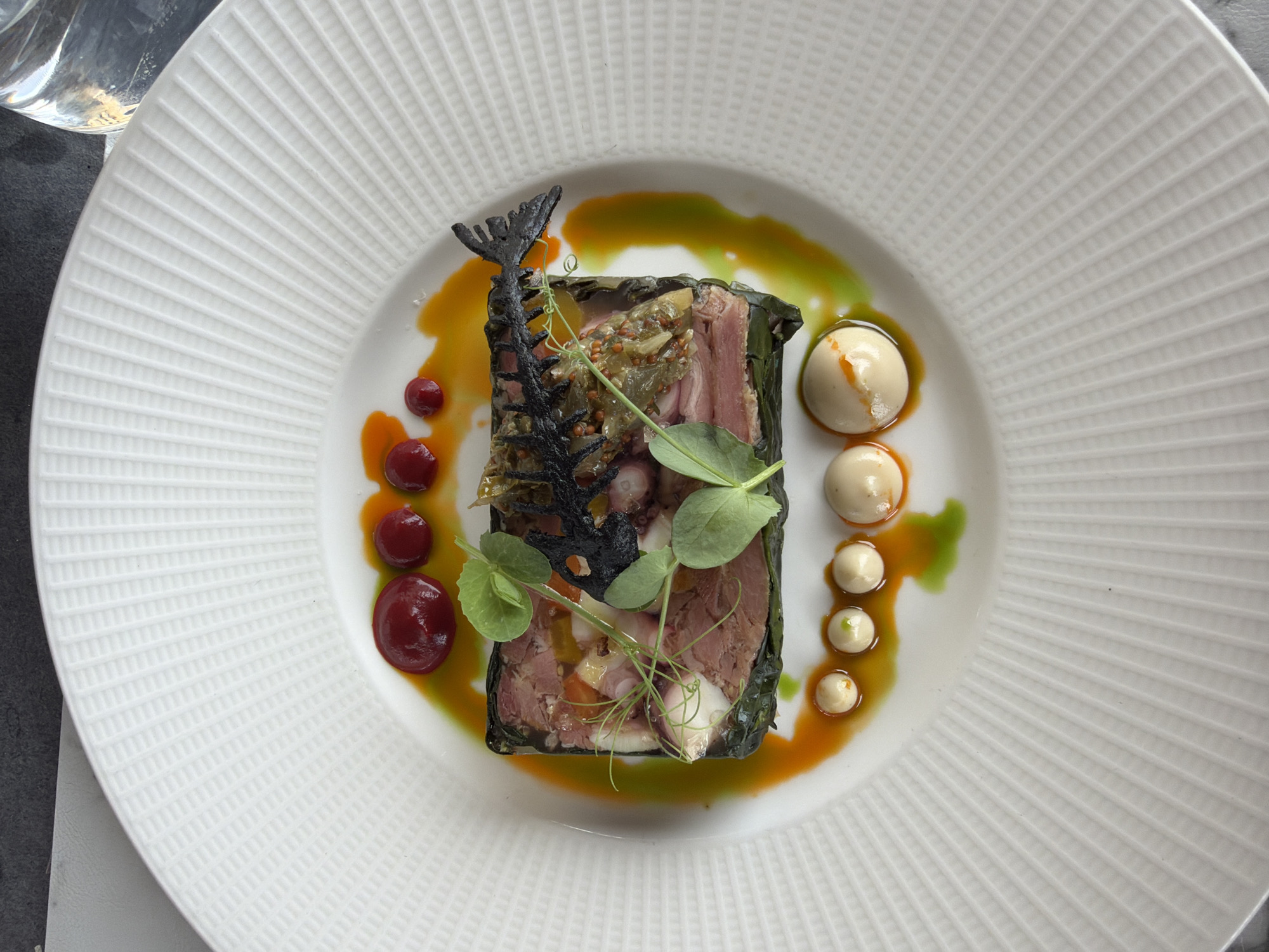 Plated terrine dish photographed in historic Mdina, Malta