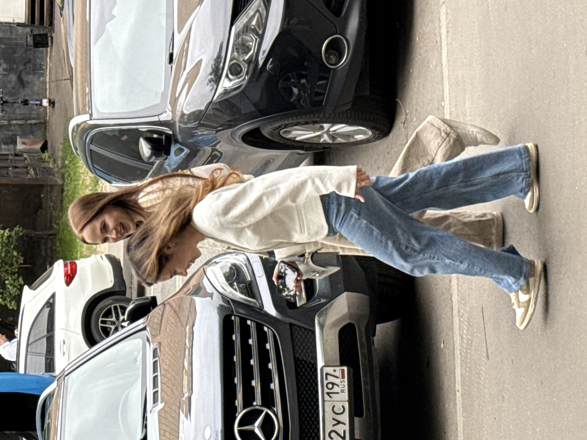 Two women spotted in urban Moscow setting